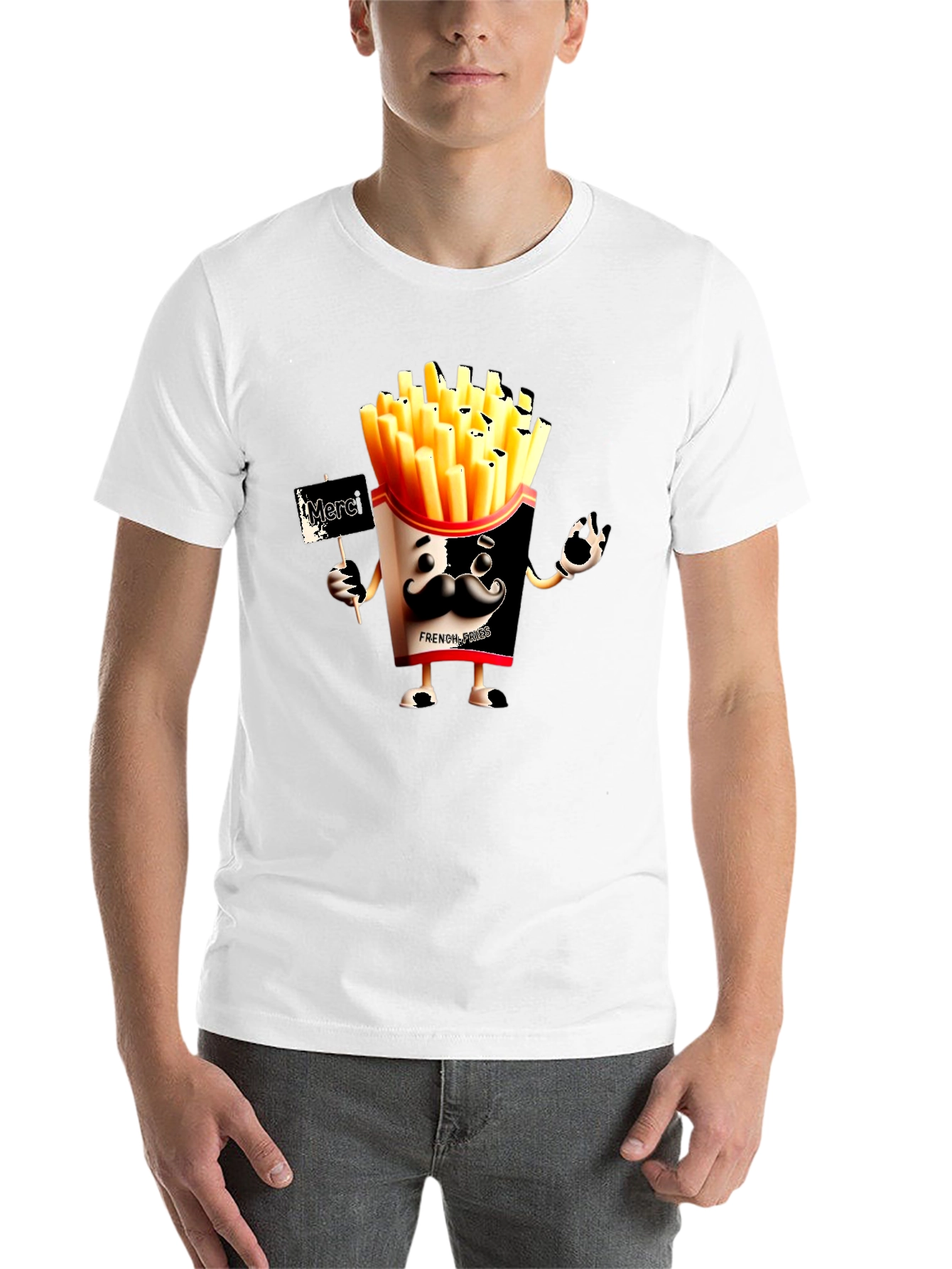Black Novelty French Fries Graphic Black T-Shirt view 14
