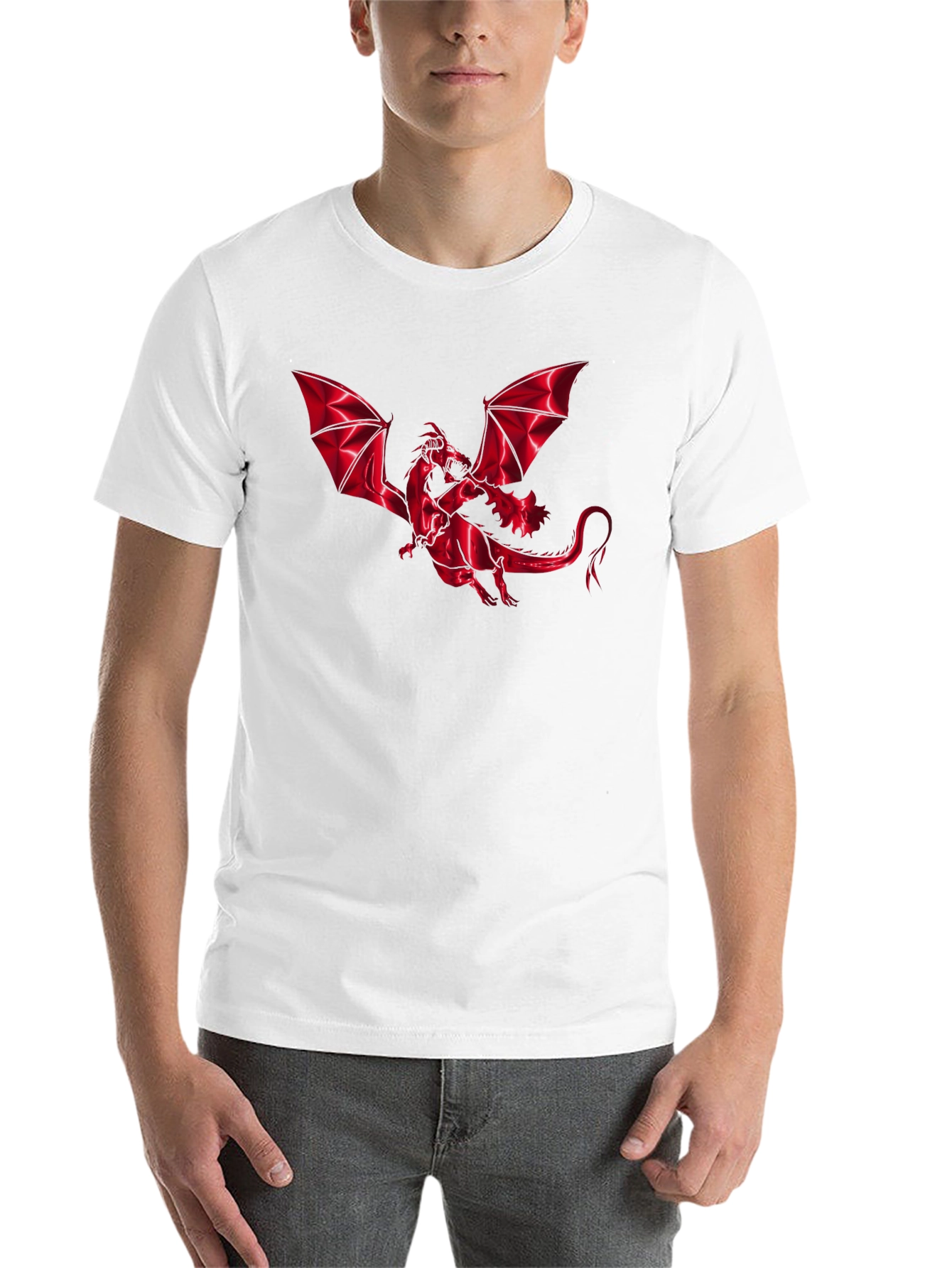 Black Red Dragon Graphic Tee - Men's Black T-Shirt view 14