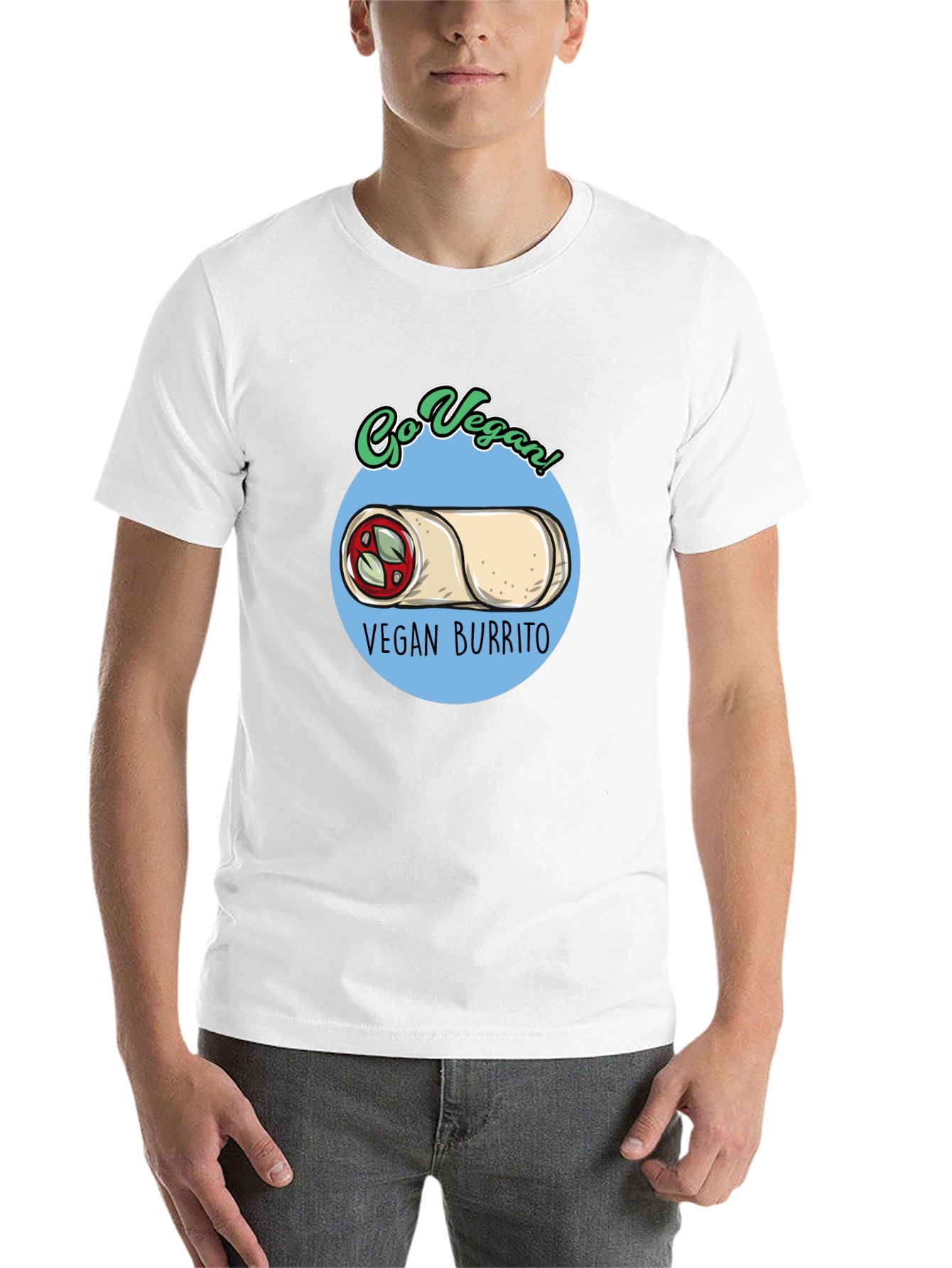 Black Go Vegan! Vegan Burrito T-Shirt view 14