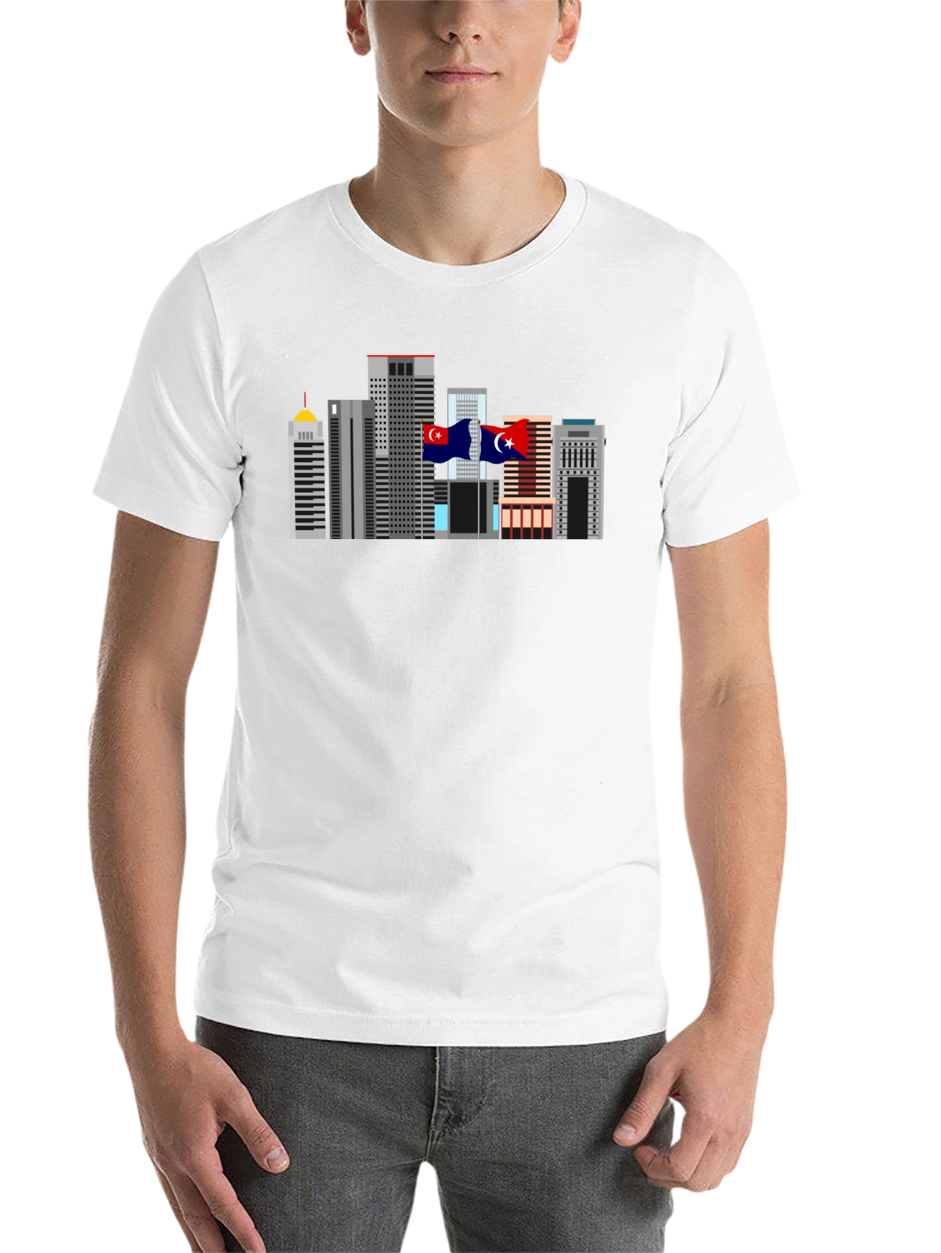 Black City Skyline Graphic Tee - Black Cotton T-Shirt view 14
