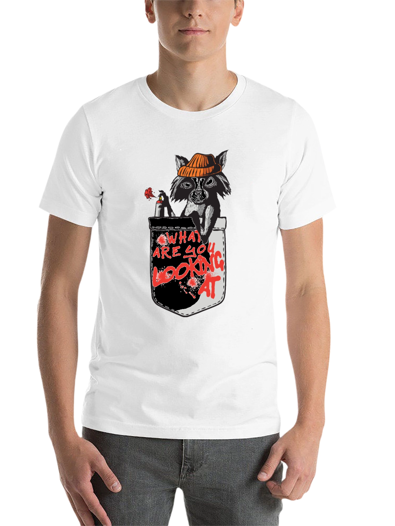 Black Raccoon Pocket T-Shirt - What Are You Looking At? view 14