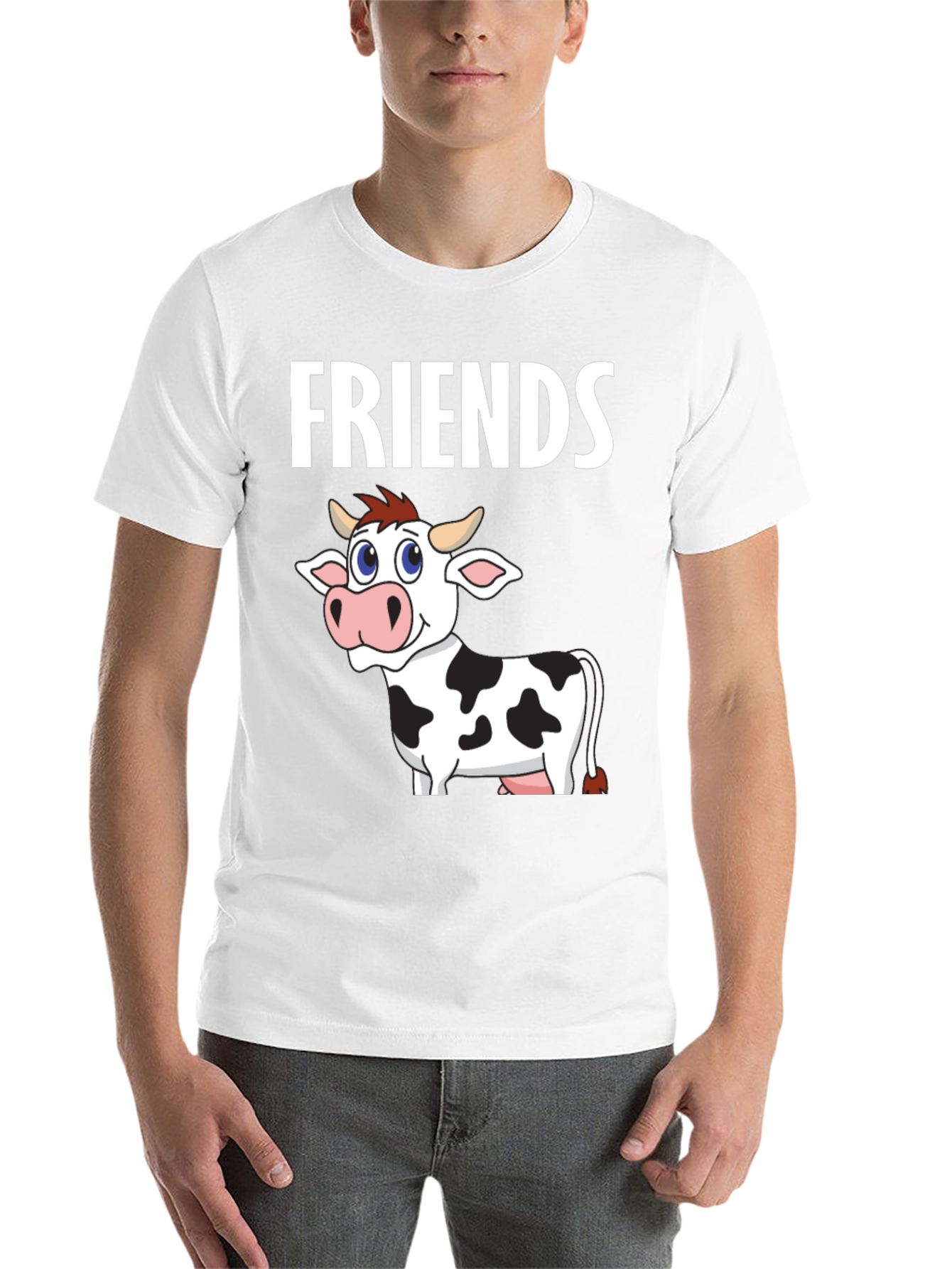 Black Cow Friends Graphic Tee -  Black Crew Neck T-Shirt view 14