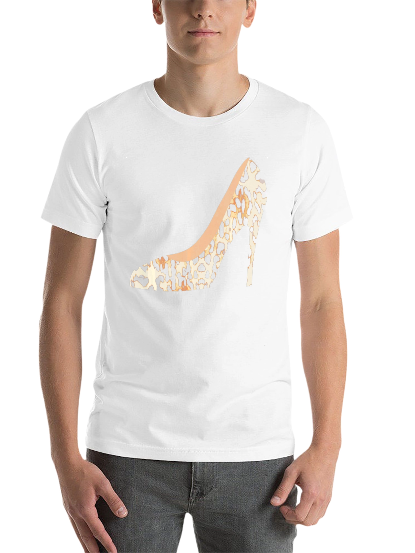 Leopard Print High Heel Graphic Tee - Stylish Fashion Statement - 14