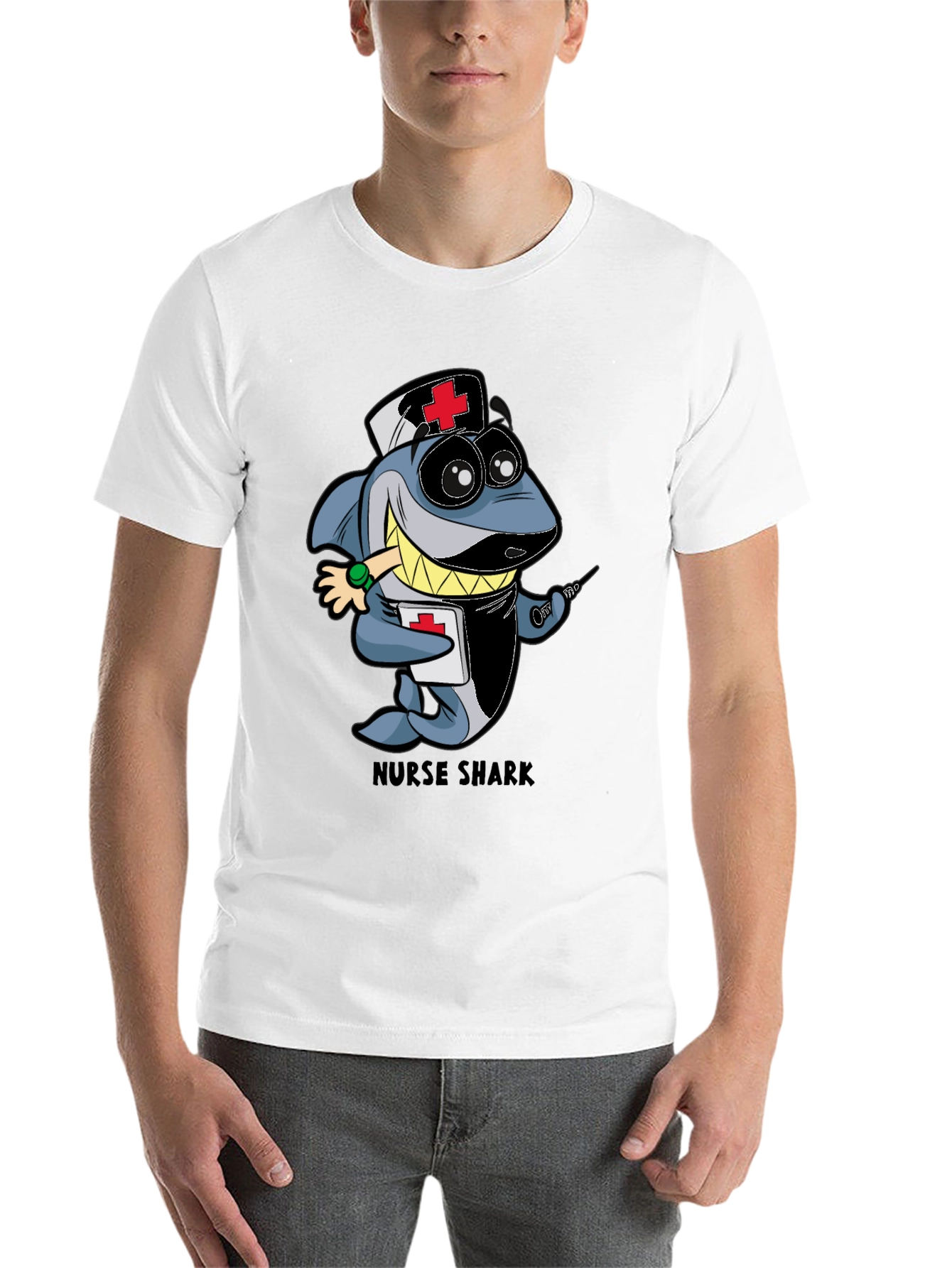 Black Nurse Shark Cartoon Graphic T-Shirt view 14