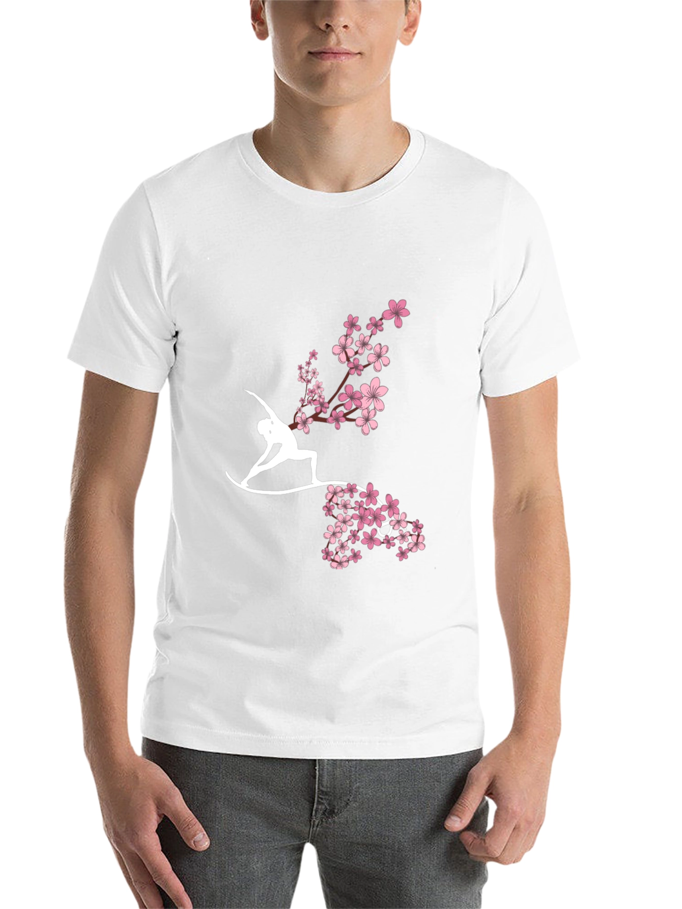 Black Yoga & Cherry Blossom Graphic Tee - Black view 14