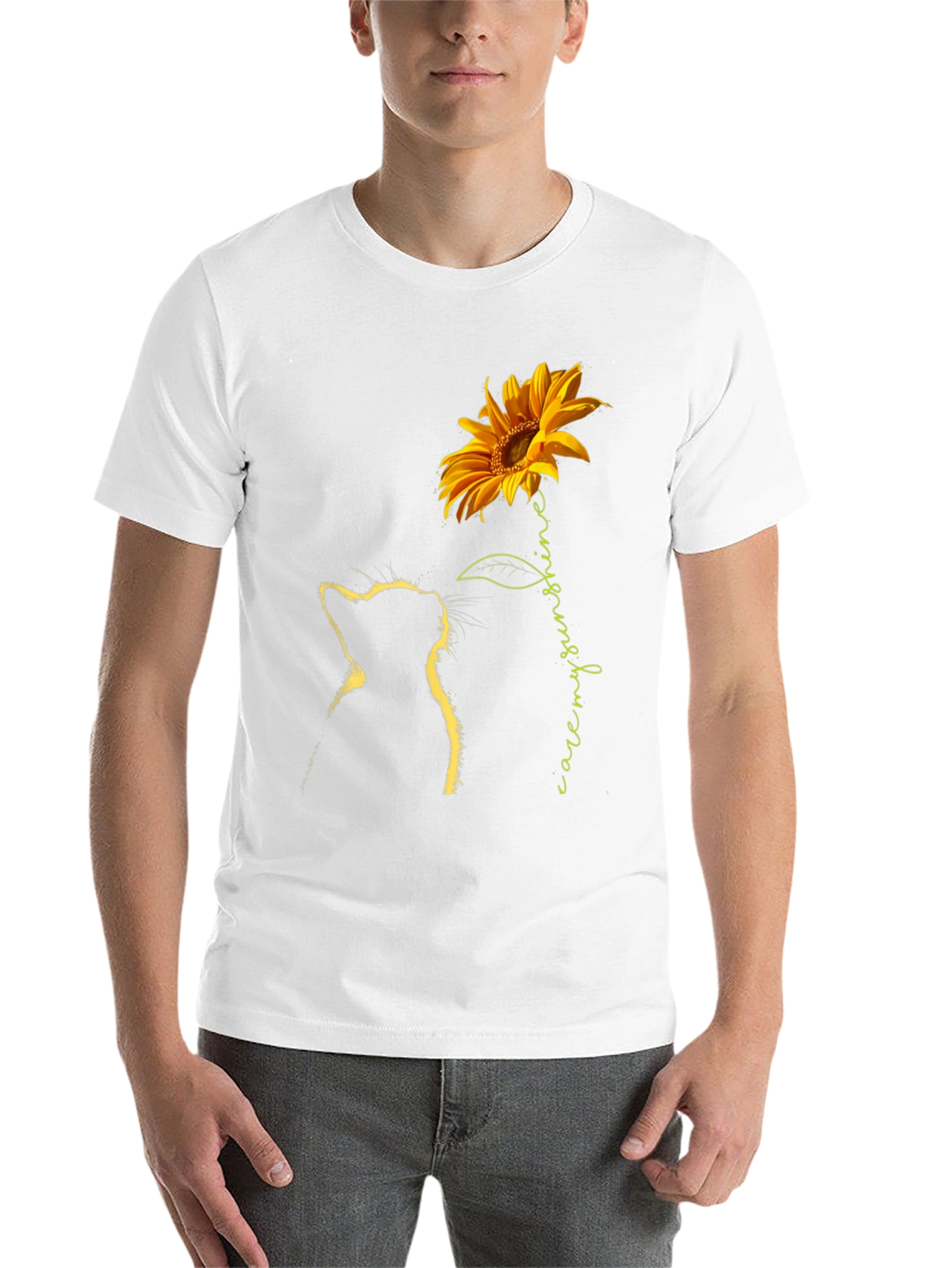 Black Sunflower Cat Graphic Tee - Black T-Shirt view 14