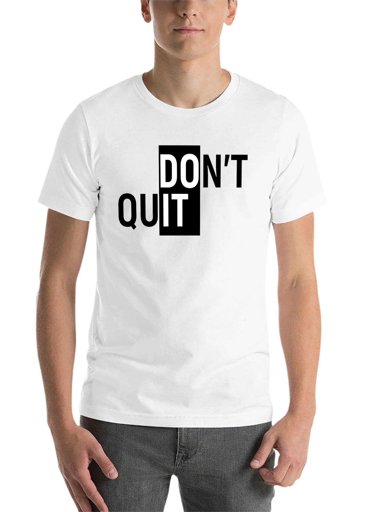 Black Motivational "Don't Quit" Graphic Print Black T-Shirt view 14
