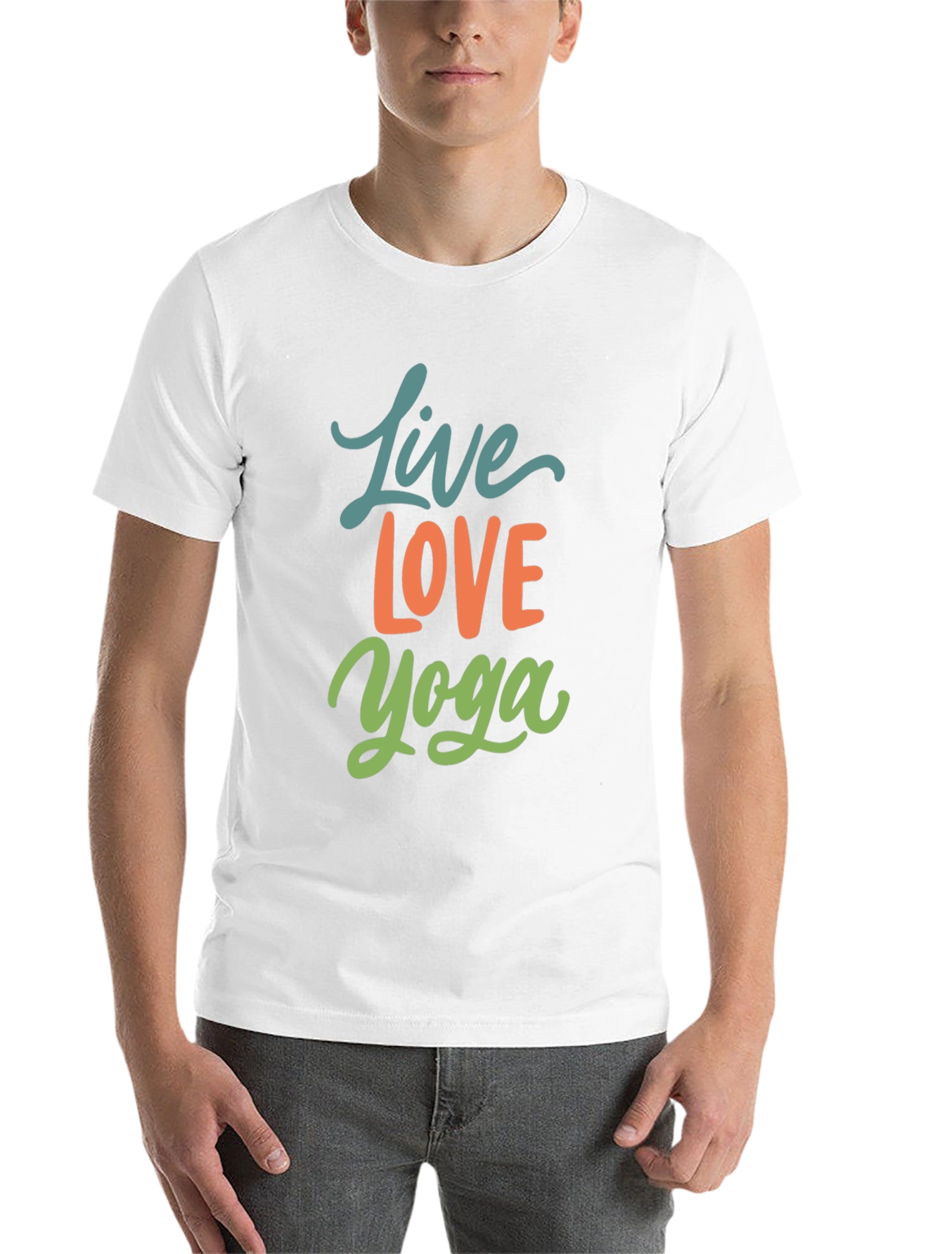 Black Live Love Yoga Graphic Tee - Black Cotton Casual T-Shirt view 14