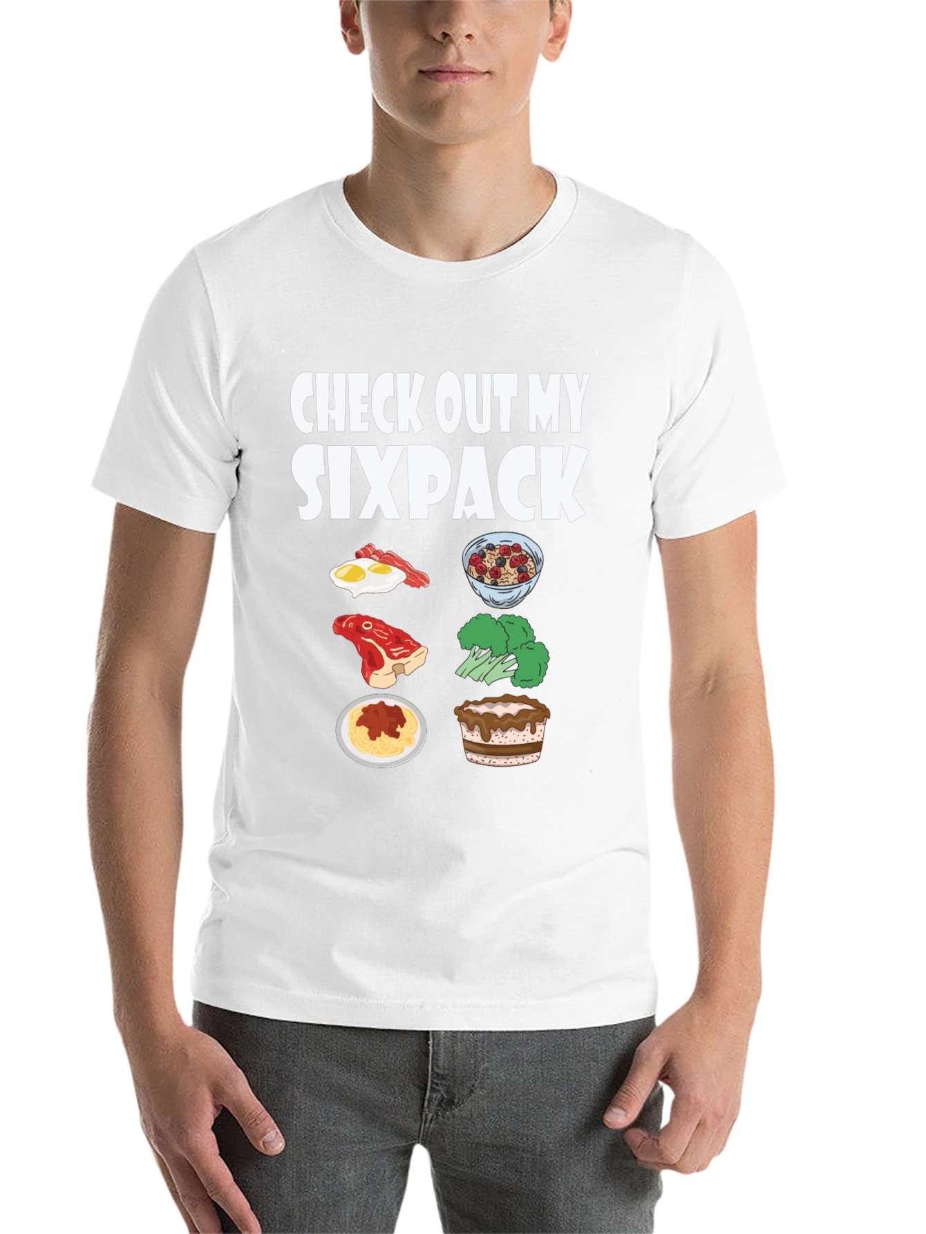 Black Check Out My Sixpack Food T-Shirt view 14