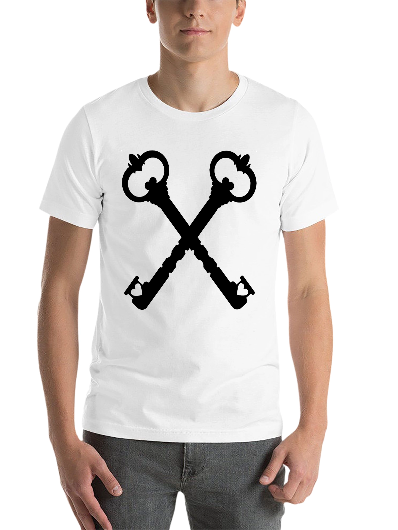 Black Crossed Keys Graphic Print Black T-Shirt view 14