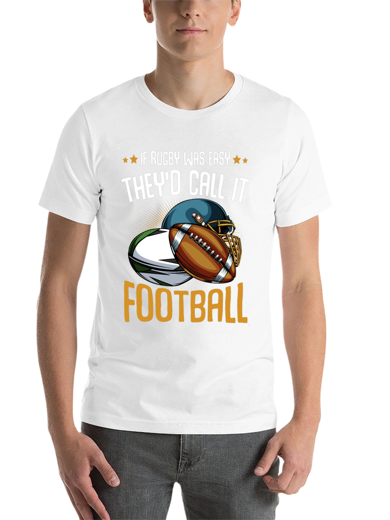 Black Rugby vs Football Graphic T-Shirt view 14