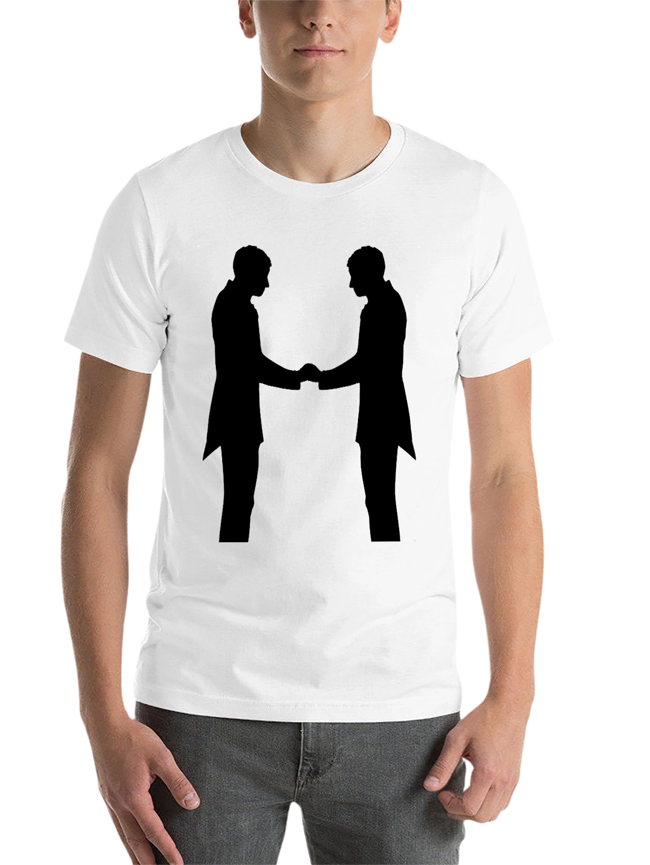 Black Handshake Silhouette Black T-Shirt view 14