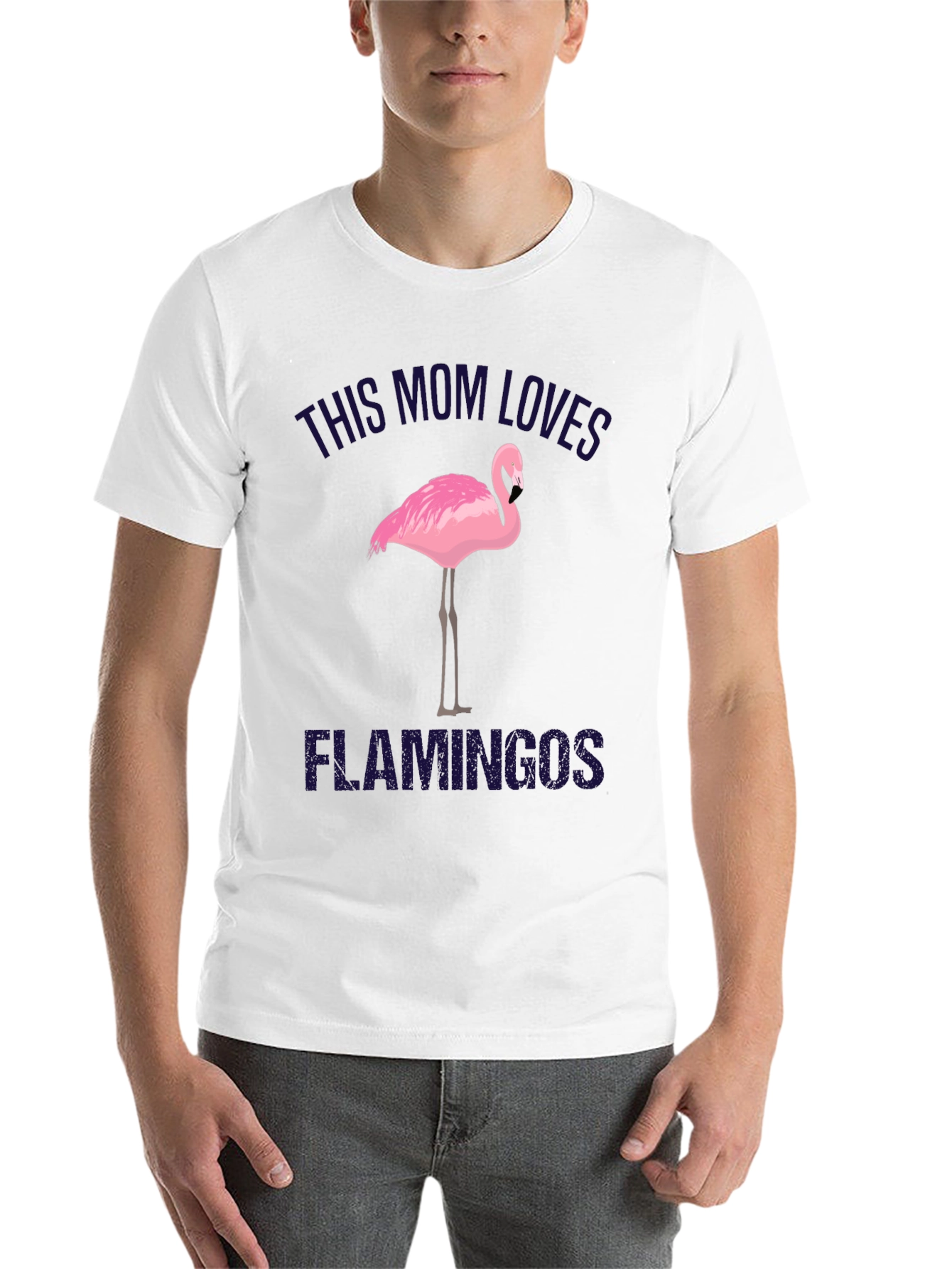Black This Mom Loves Flamingos Black T-Shirt view 14