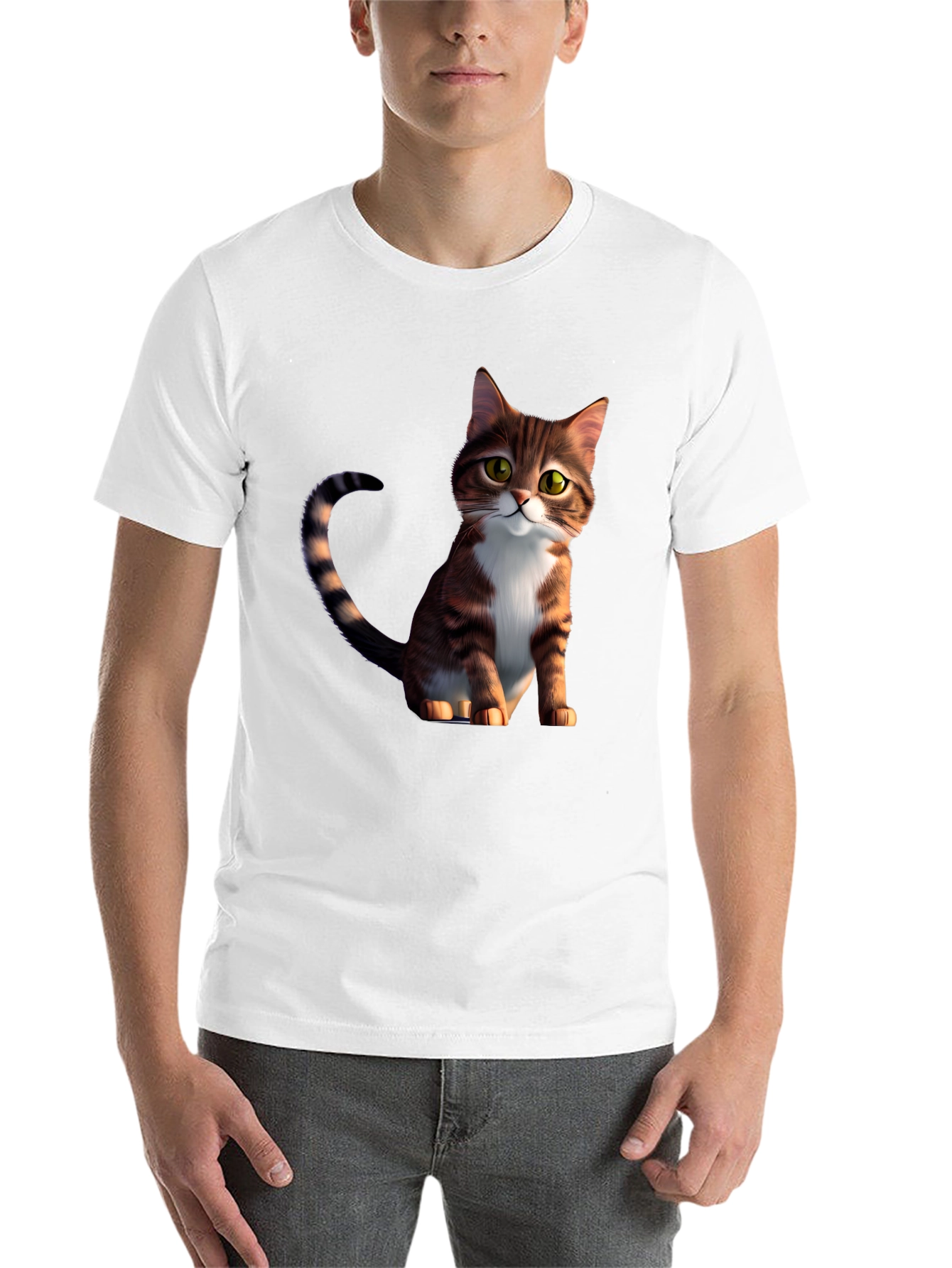 Black Cartoon Cat Graphic Black T-Shirt view 14