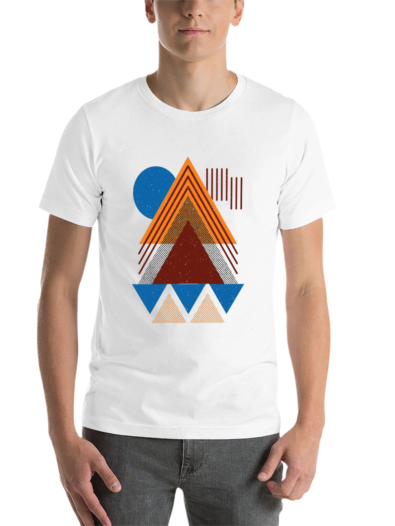 Black Geometric Pattern Graphic Tee - Modern Art Shirt view 14