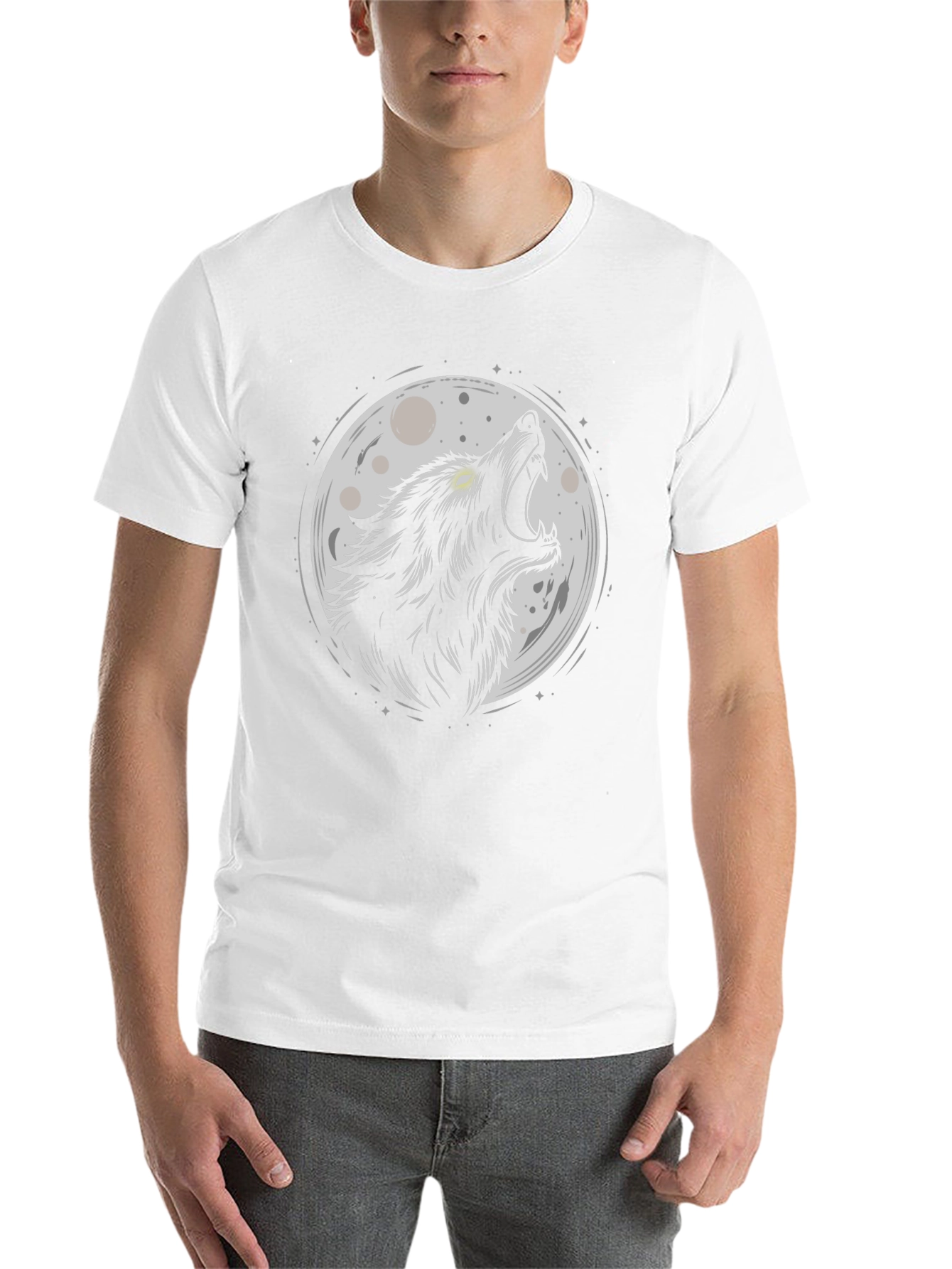 Black Wolf Moon Graphic Tee - Black Cotton Blend view 14