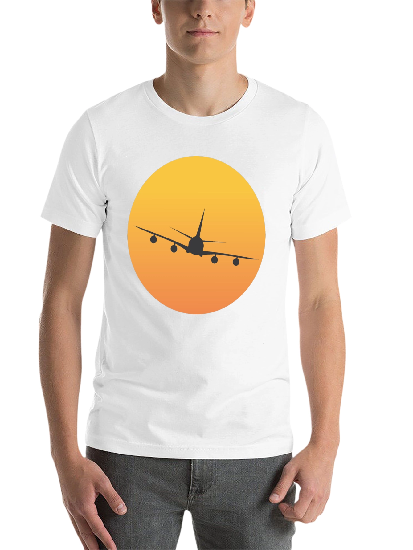 Black Airplane Sunset Graphic Tee - Black Crew Neck view 14