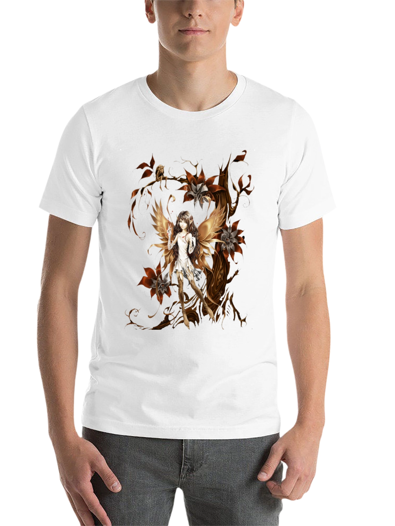 Black Fairy Art T-Shirt - Unique Graphic Tee view 14