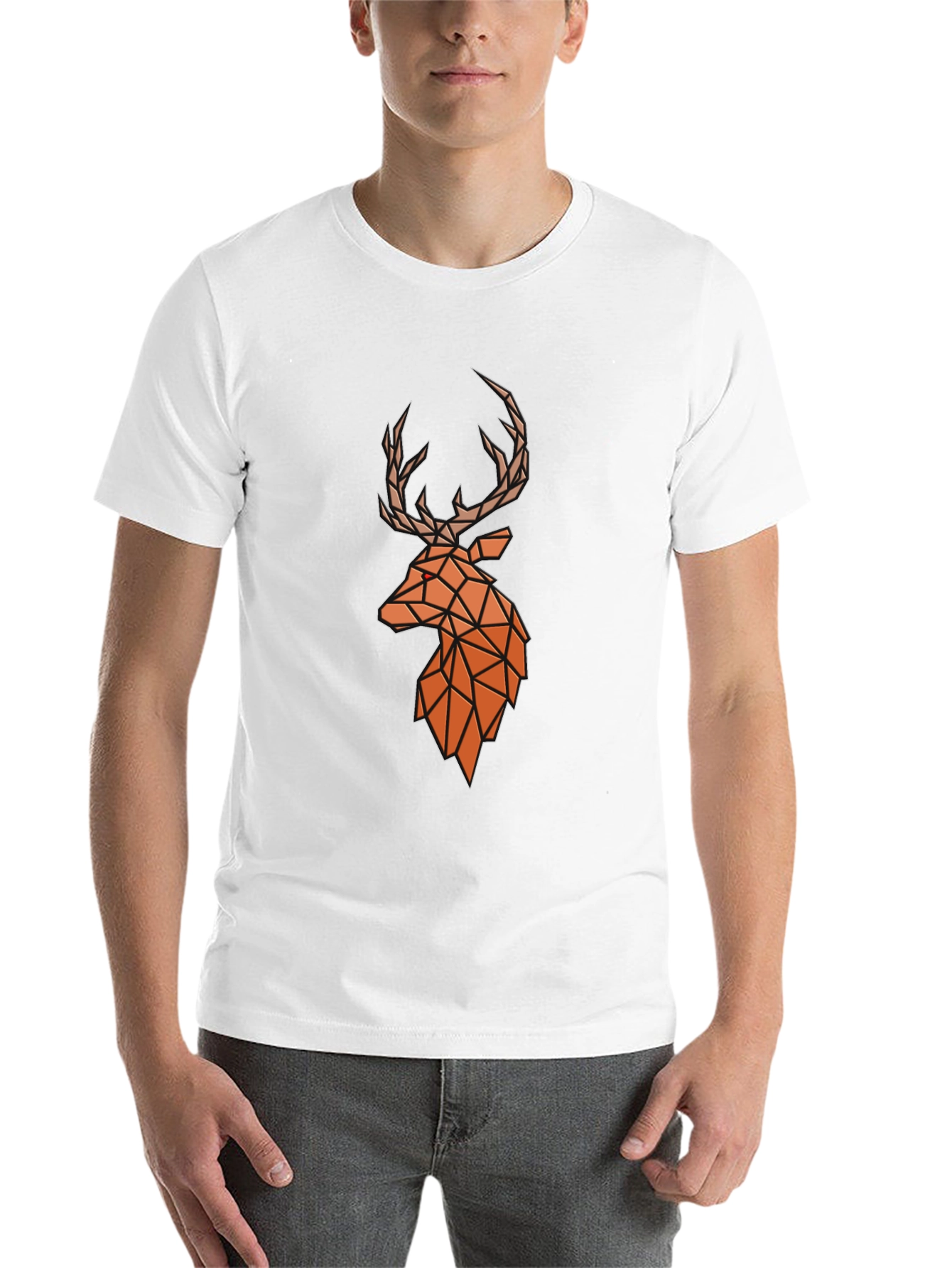 Black Geometric Deer Head Graphic Tee - Modern Style view 14