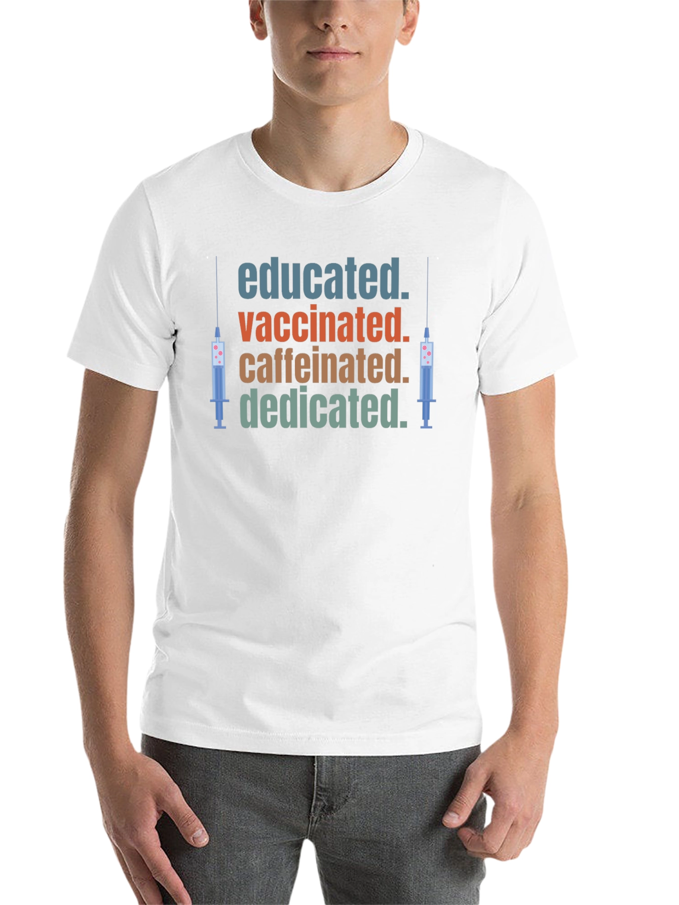 Black Educated Vaccinated Caffeinated Dedicated T-Shirt view 14