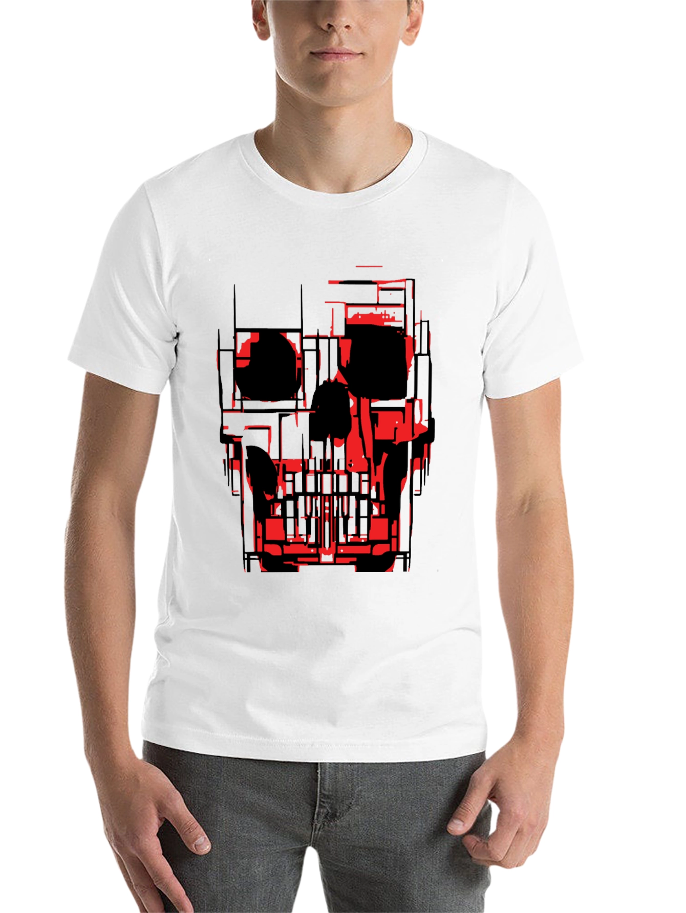 Black Abstract Skull Graphic Tee - Black view 14