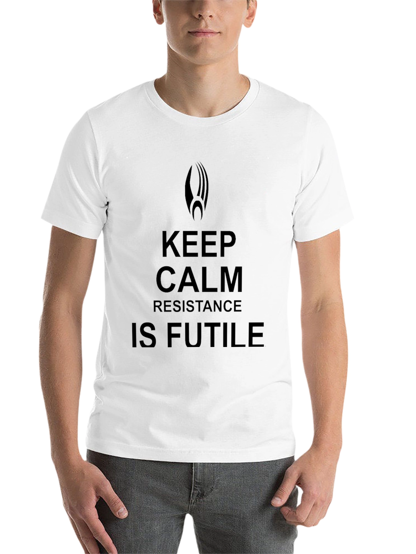 Black Keep Calm Resistance is Futile Black T-Shirt view 14