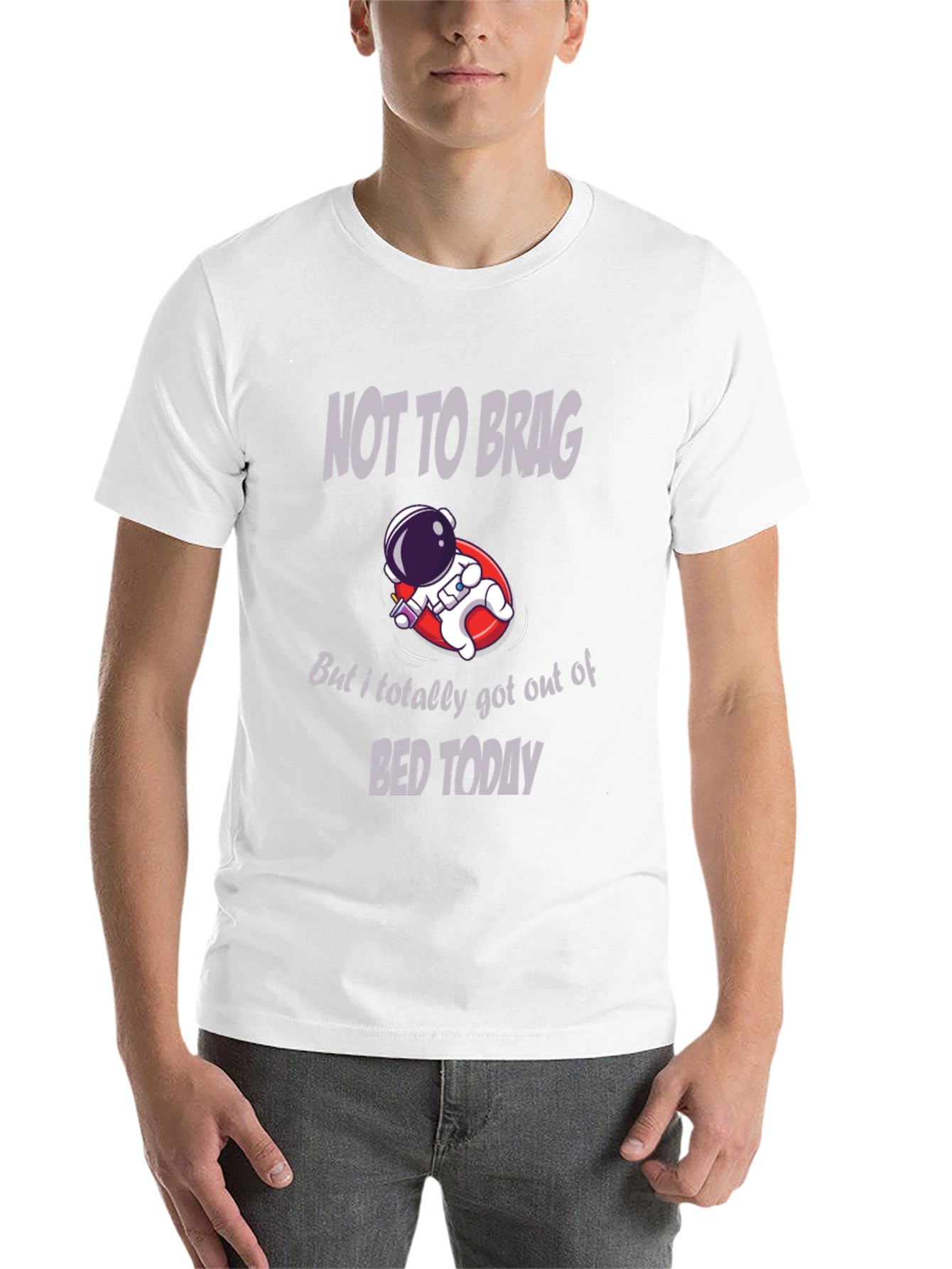 Black Humorous Astronaut T-Shirt: Not to Brag view 14