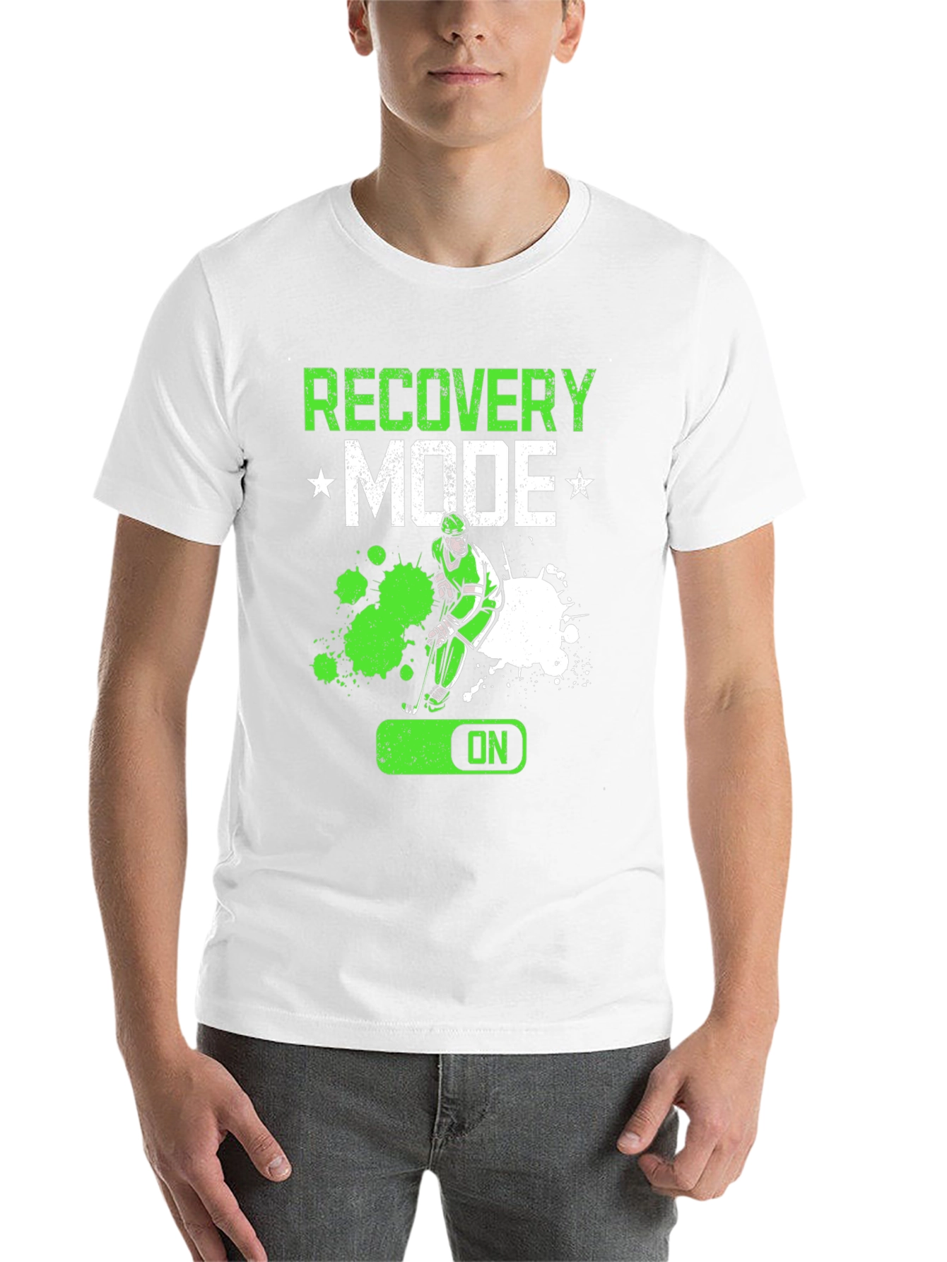 Black Recovery Mode Hockey Player T-Shirt view 14
