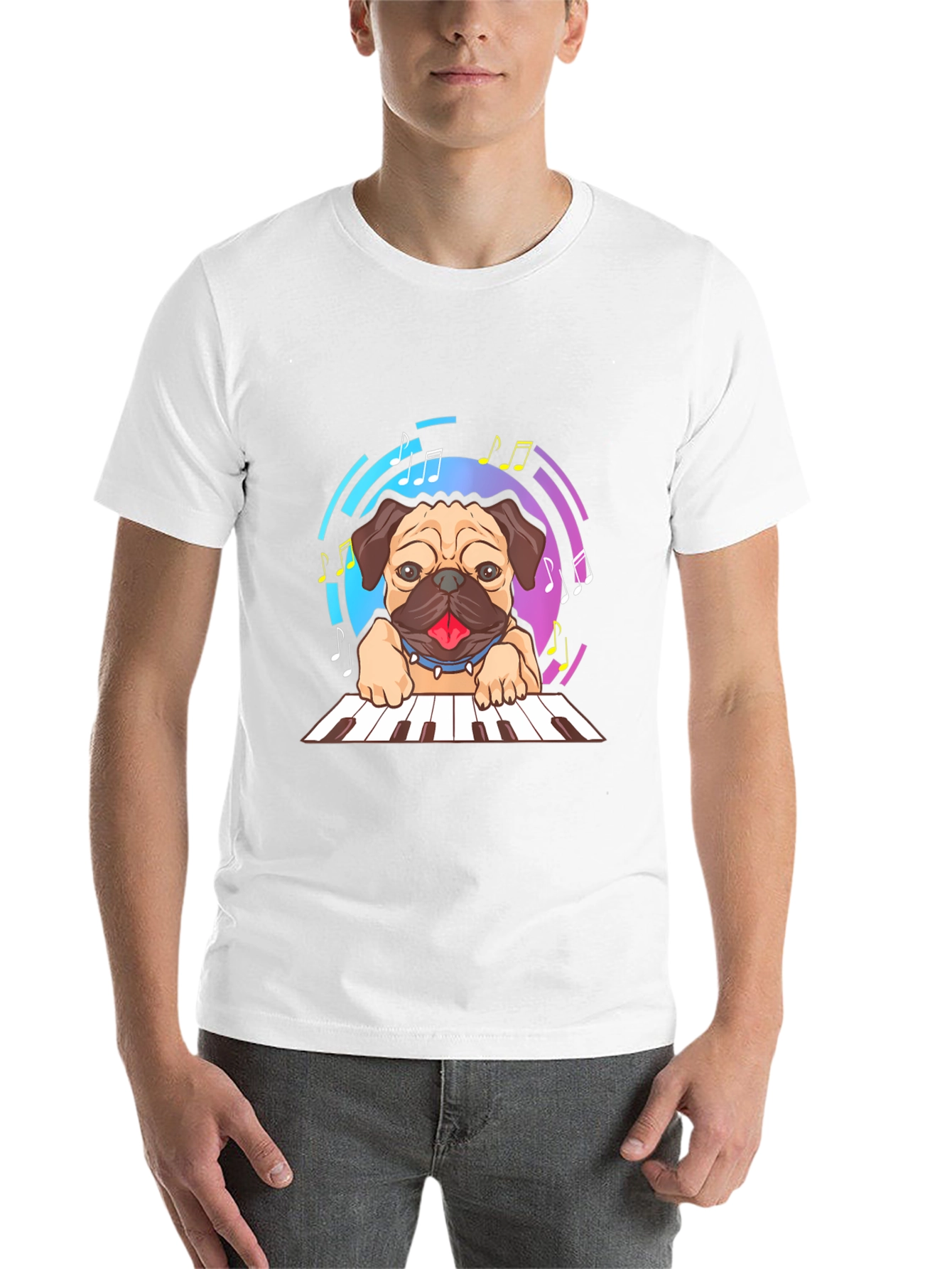 Black Pug Pianist Graphic Tee view 14