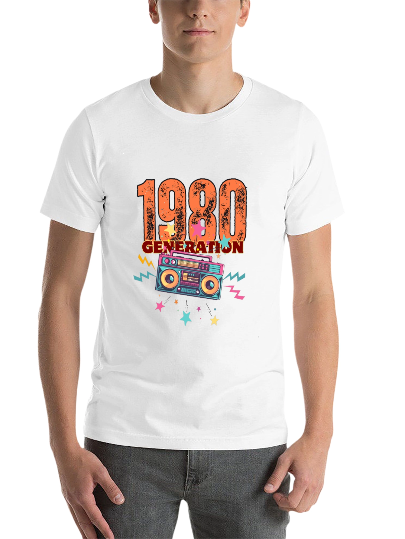 Black Retro 1980s Generation Boombox Graphic T-Shirt view 14