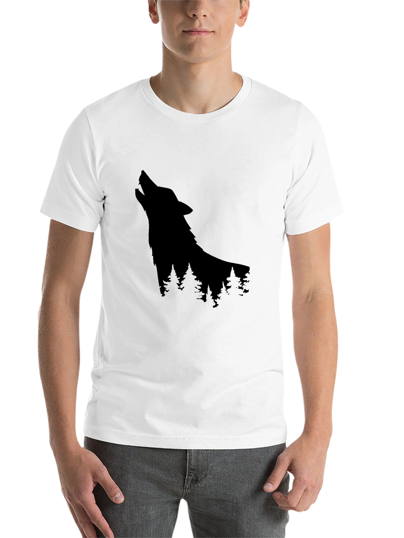 Black Wolf Silhouette Black Graphic Tee view 14