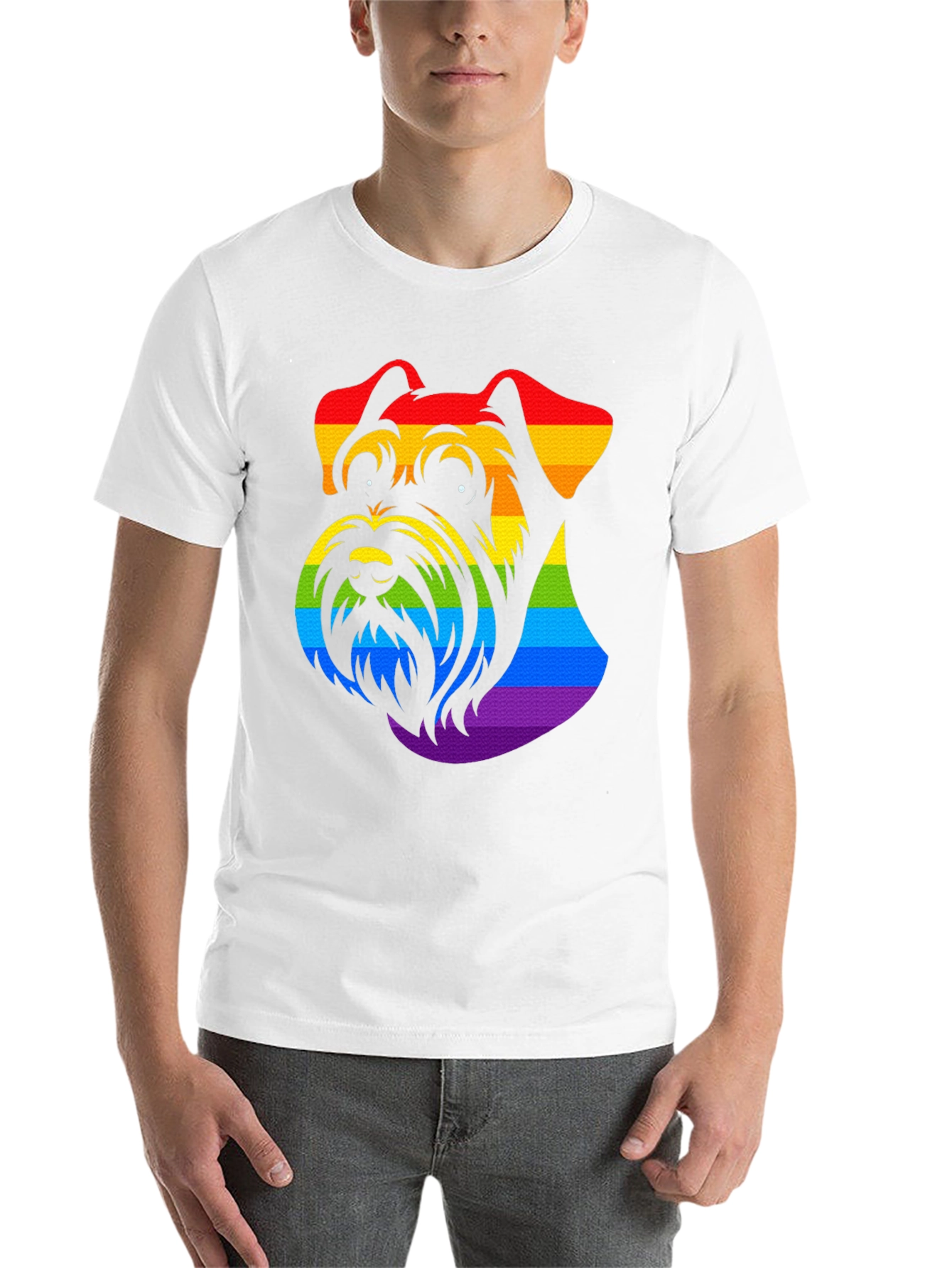 Black Rainbow Schnauzer Graphic Tee - Black Cotton view 14