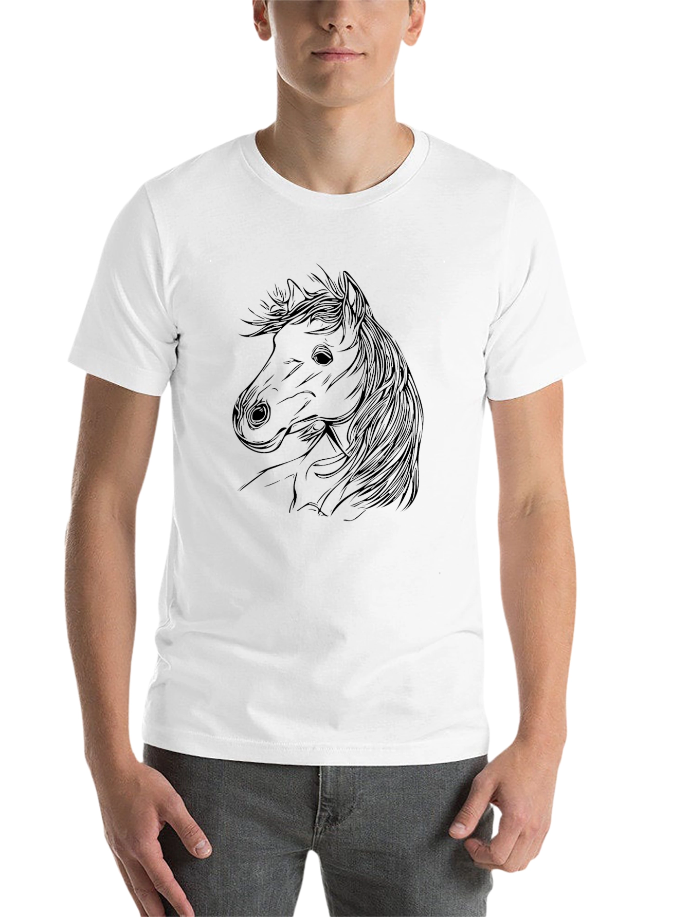 Black Horse Outline Graphic Print Tee view 14