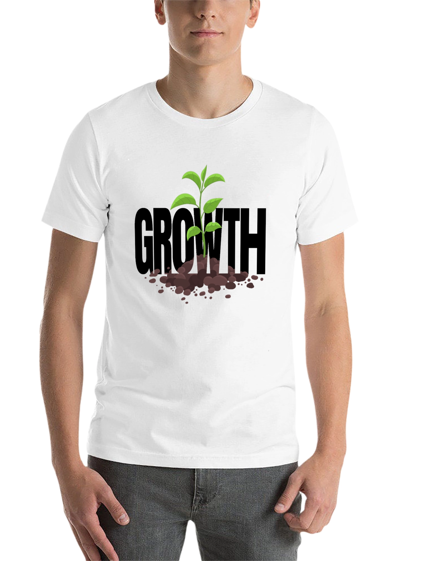 Black Growth Sprout T-Shirt - Black Cotton Tee view 14