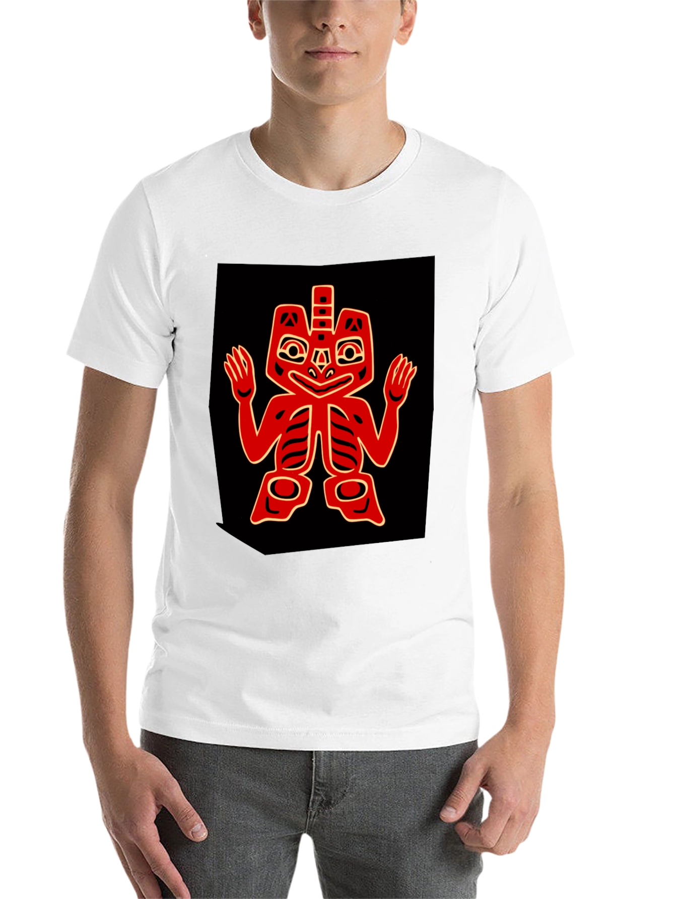 Black Bold Graphic Tee - Red Native American Design view 14