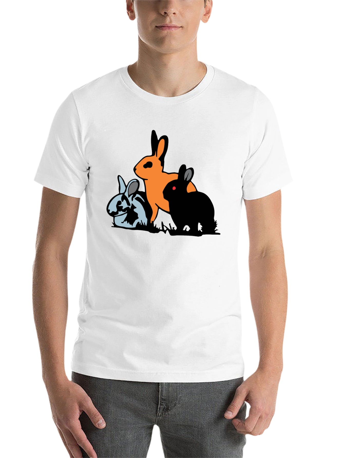 Black Three Bunny Graphic T-Shirt view 14
