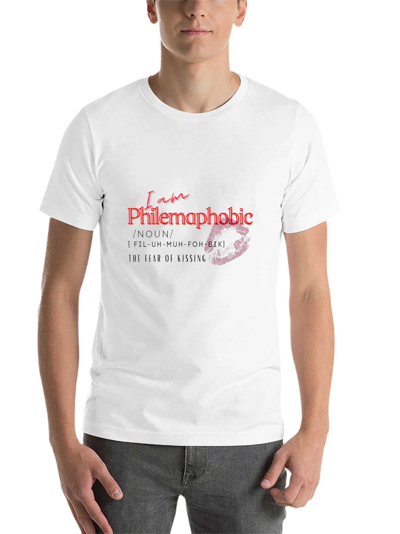 Black Philemaphobic T-Shirt: Fear of Kissing Novelty Tee view 14