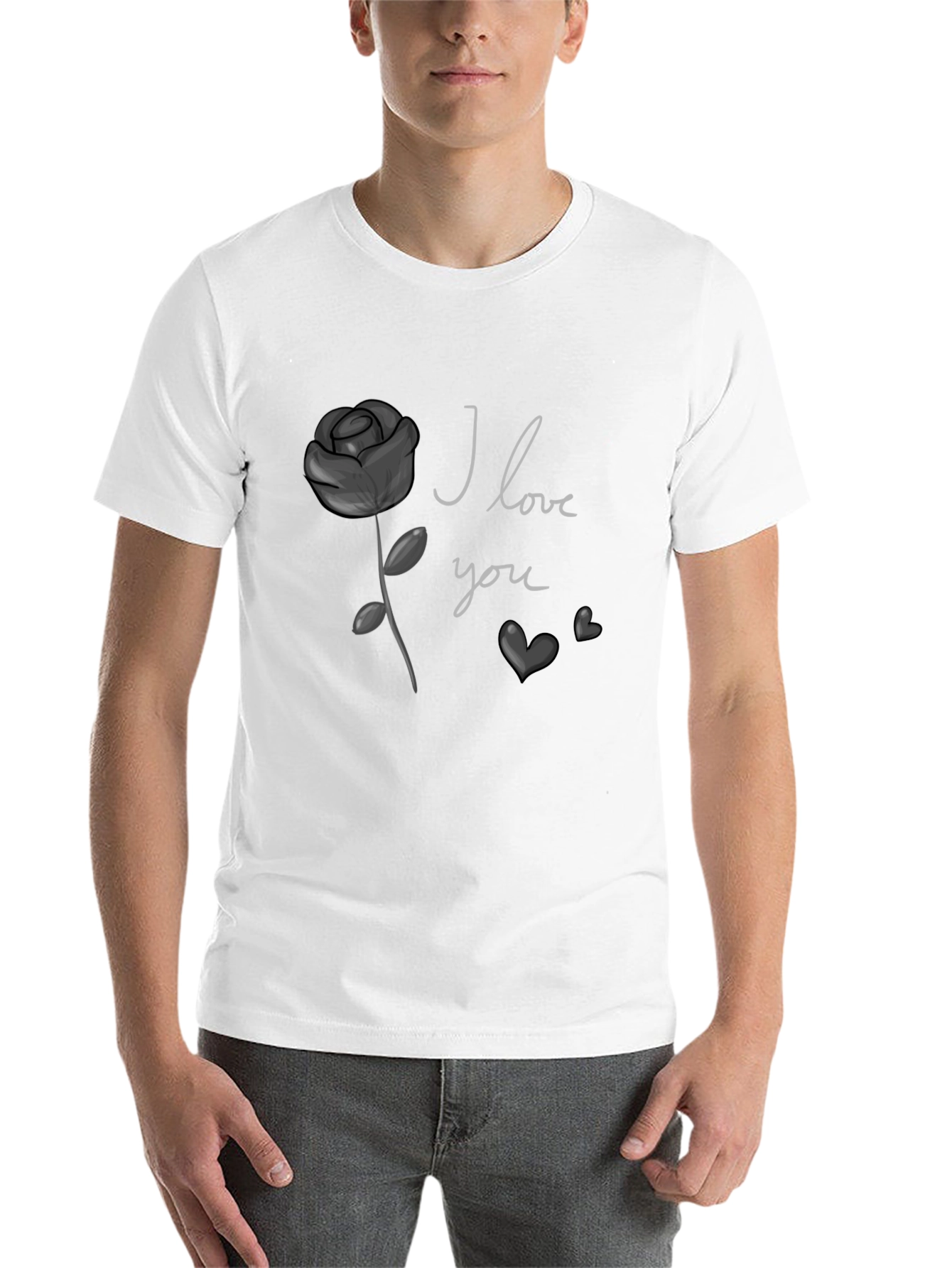 Black I Love You Rose Graphic Tee - Black view 14