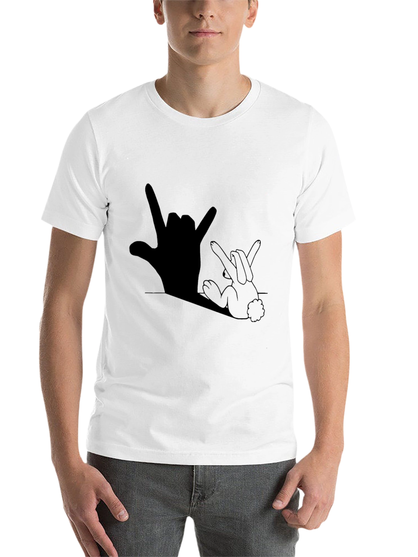 Black Rock On Bunny Shadow Graphic T-Shirt view 14
