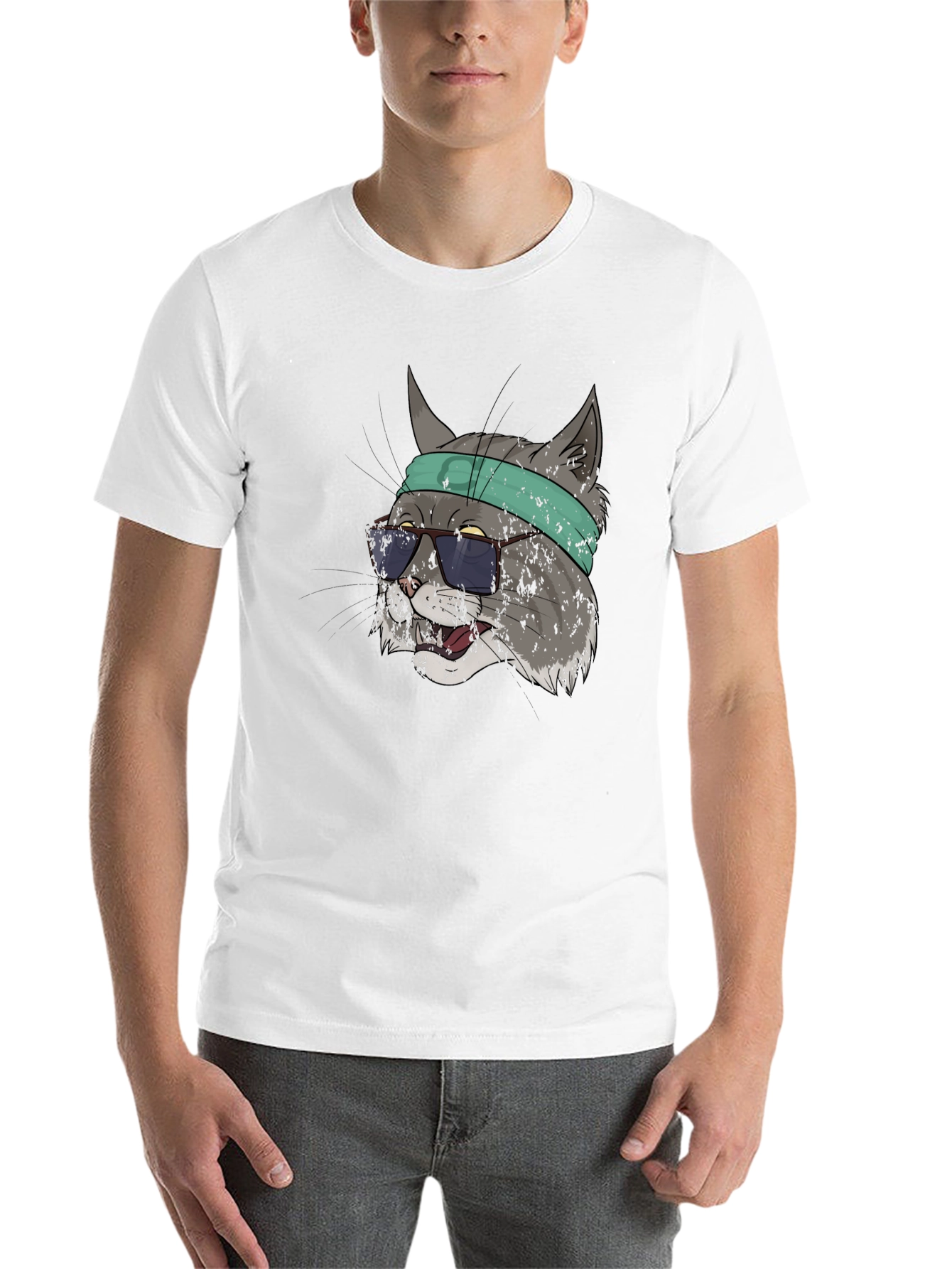 Black Cool Cat Graphic Tee - Unisex Black T-Shirt view 14