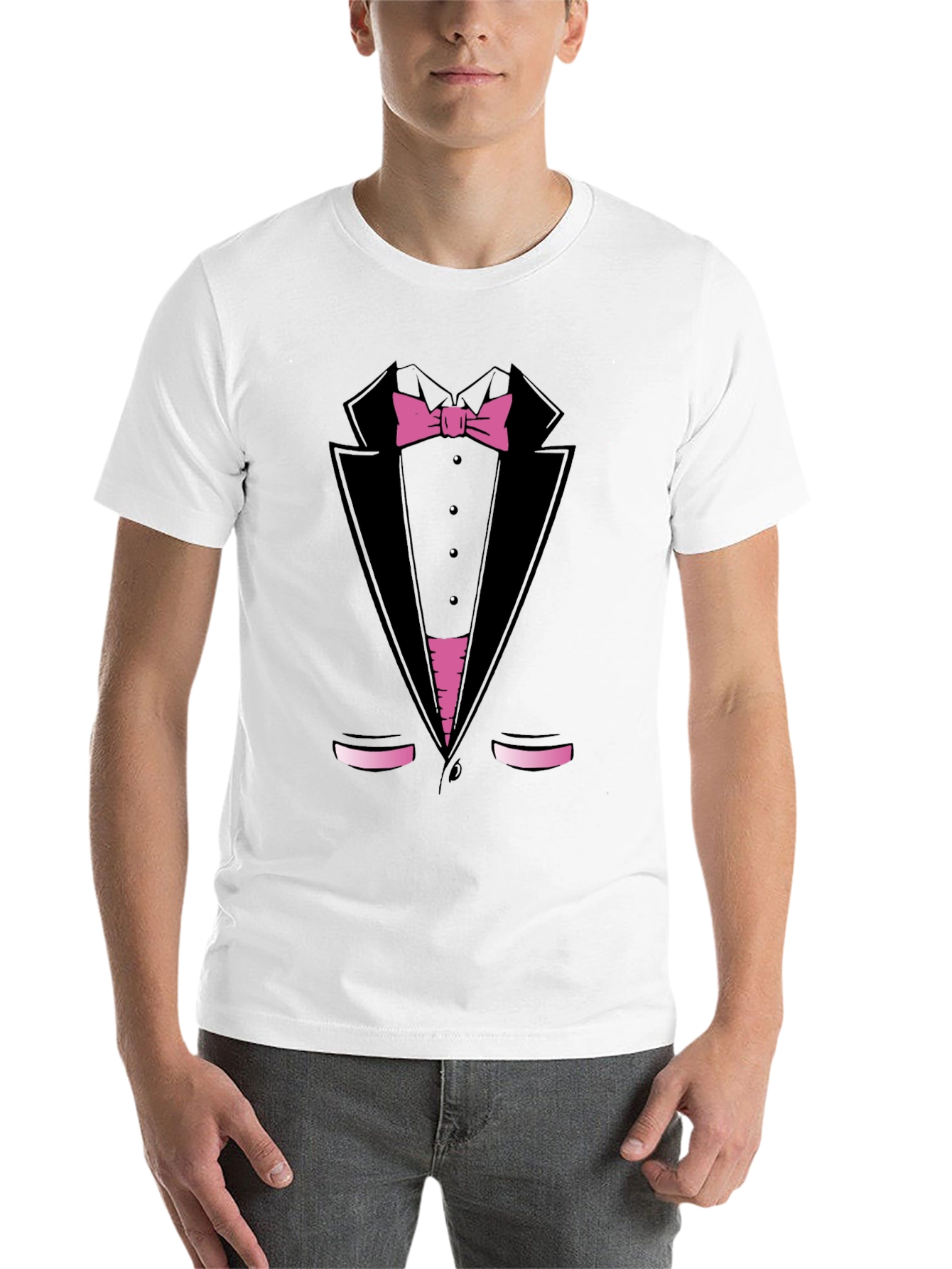 Black Tuxedo Print T-Shirt - Funny Dress Up Tee view 14