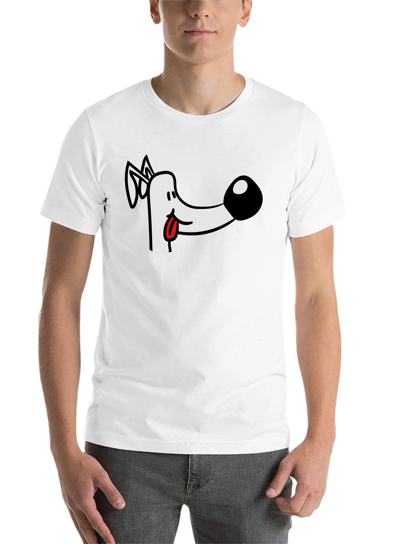 Black Cartoon Dog Graphic Tee - Black Cotton T-Shirt view 14