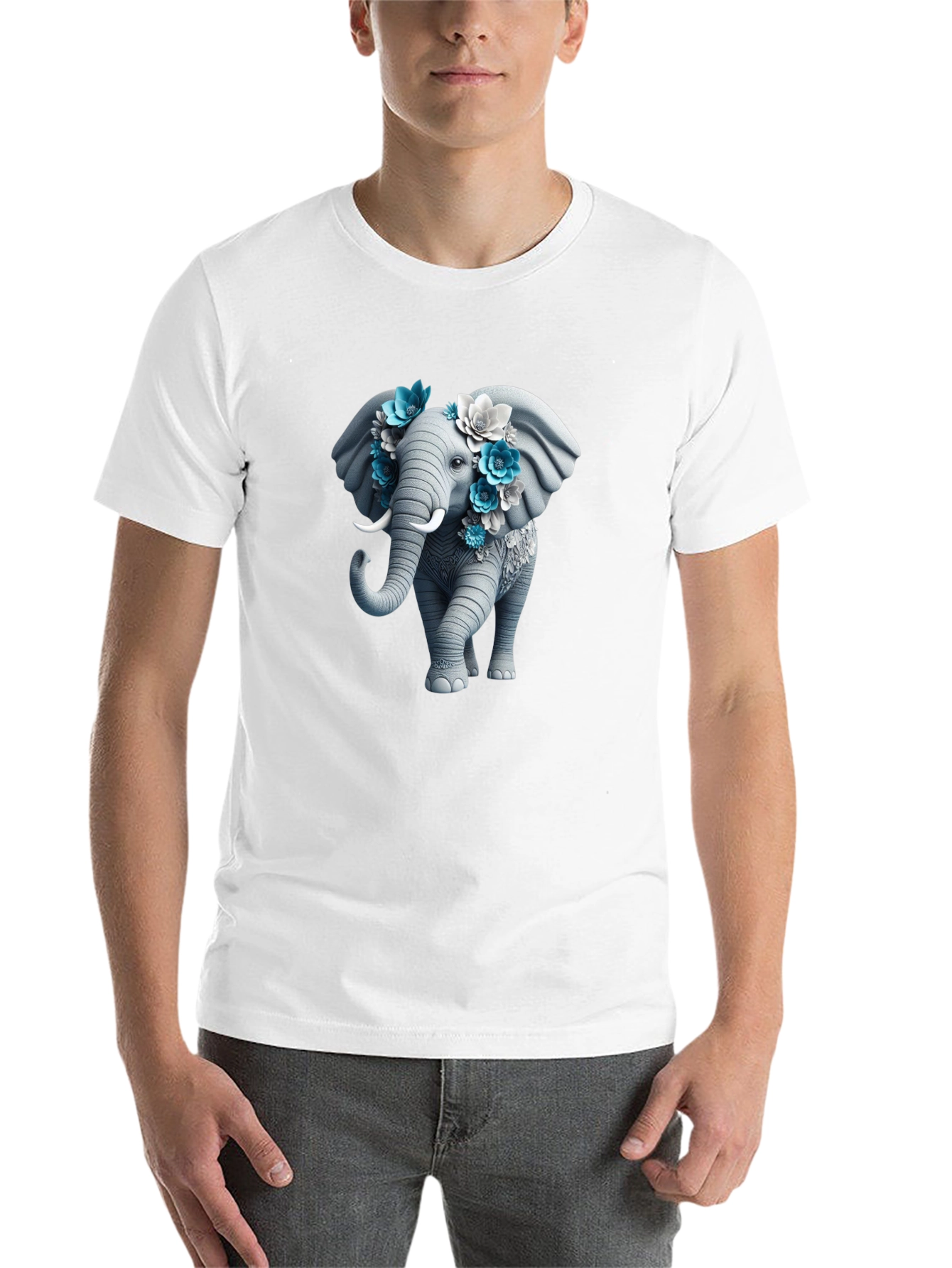 Black Floral Elephant Graphic Tee - Unique Design view 14