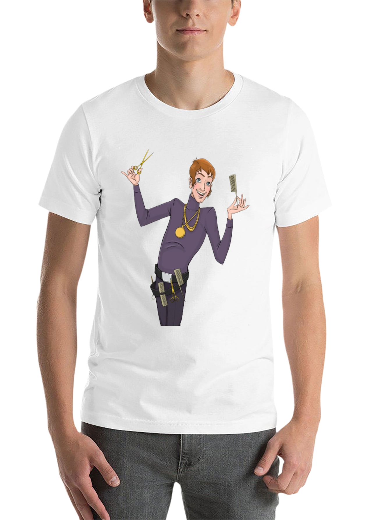 Black Barber Cartoon Graphic T-Shirt view 14