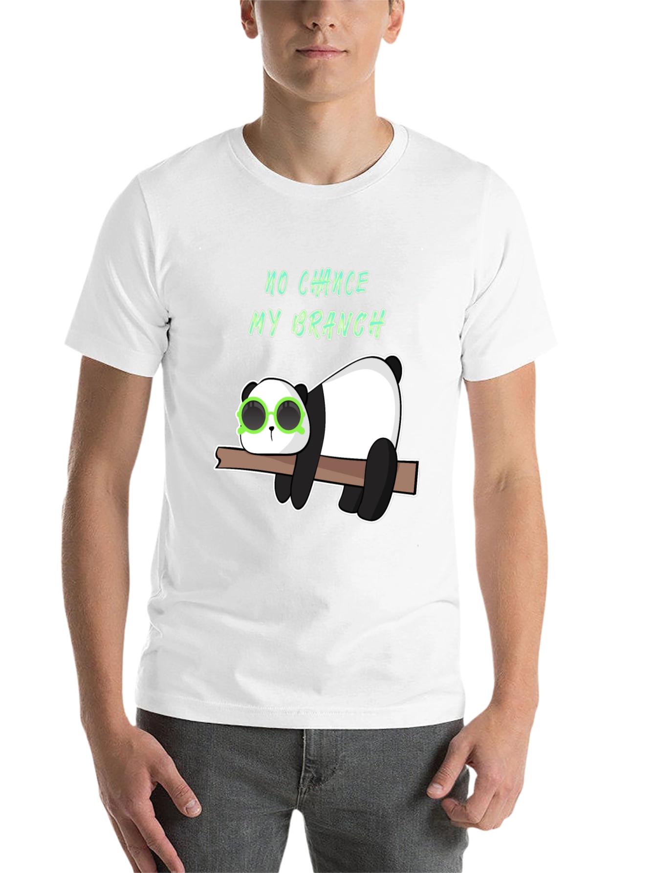 Black Lazy Panda on Branch Graphic T-Shirt view 14