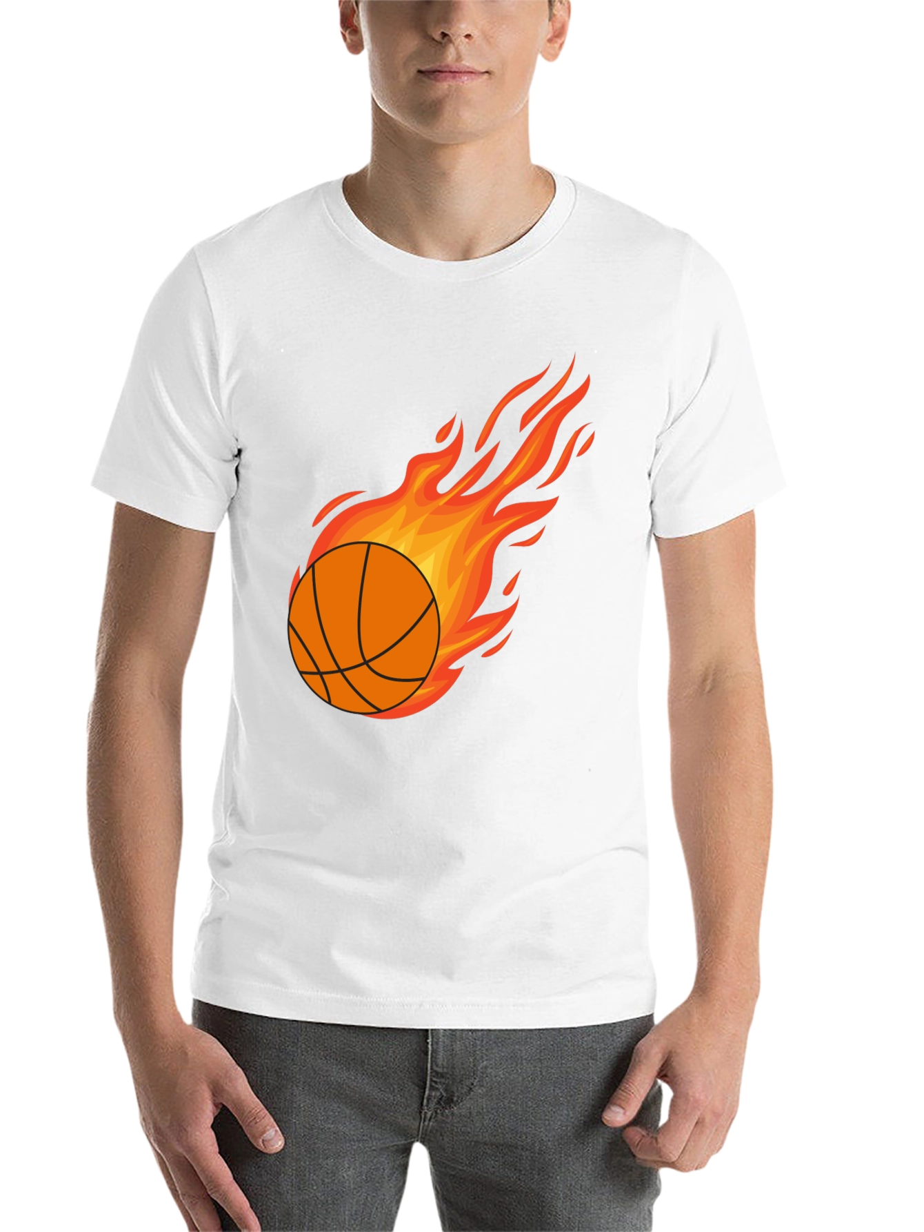 Black Fiery Basketball Graphic Tee - Men's Black T-Shirt view 14