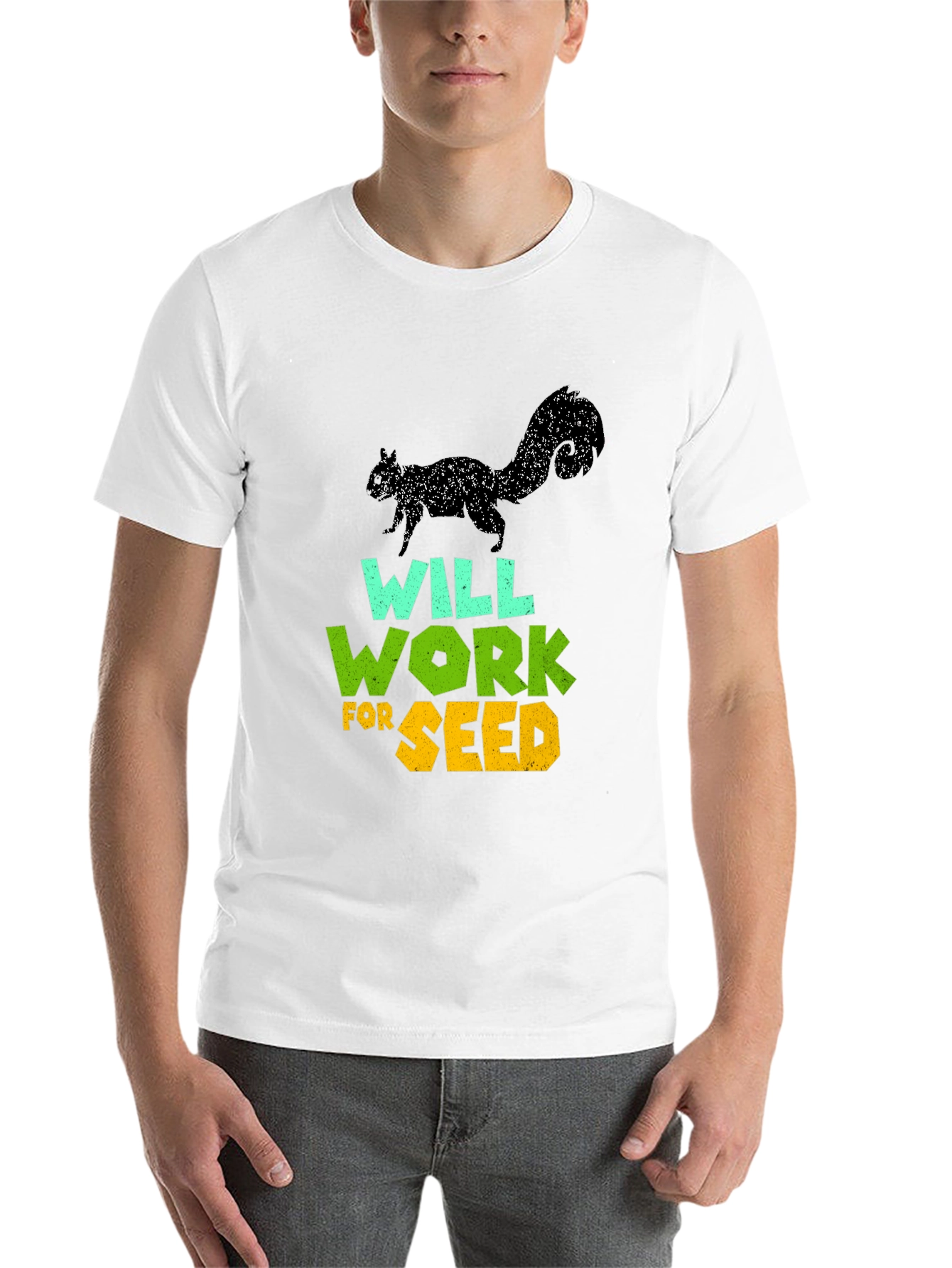 Black Will Work For Seed T-Shirt - Funny Squirrel Design view 14