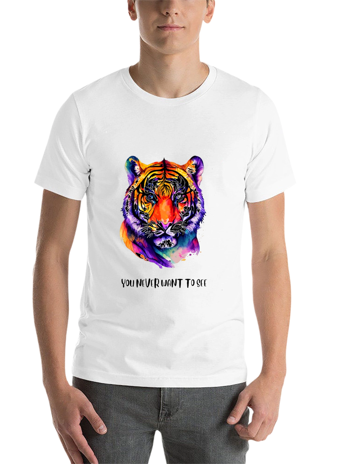 Black Vibrant Tiger Graphic Tee - Unique Artistic Design view 14