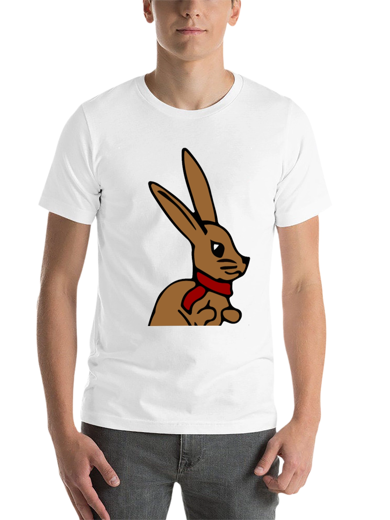 Black Rabbit T-Shirt - Cartoon Bunny with Scarf view 14