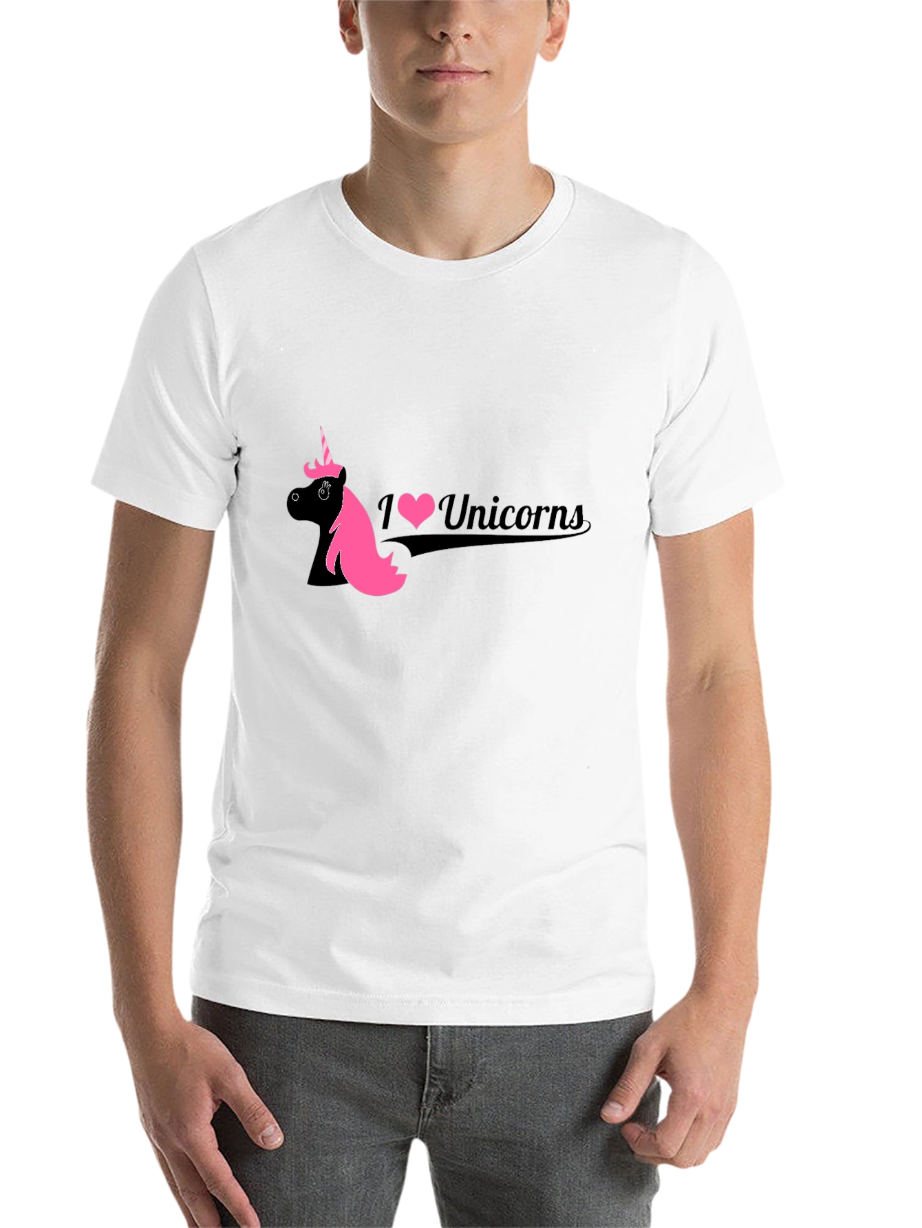 Black I Love Unicorns Black T-Shirt view 14